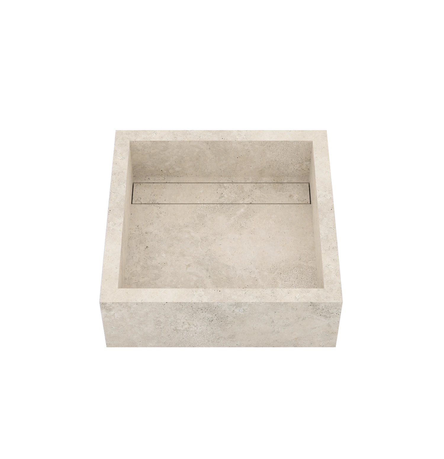 Luxe maatwerk keramische wasbak in natuursteenlook – Xeraloox Aria 40 Avorio Cross - schuin bovenaanzicht