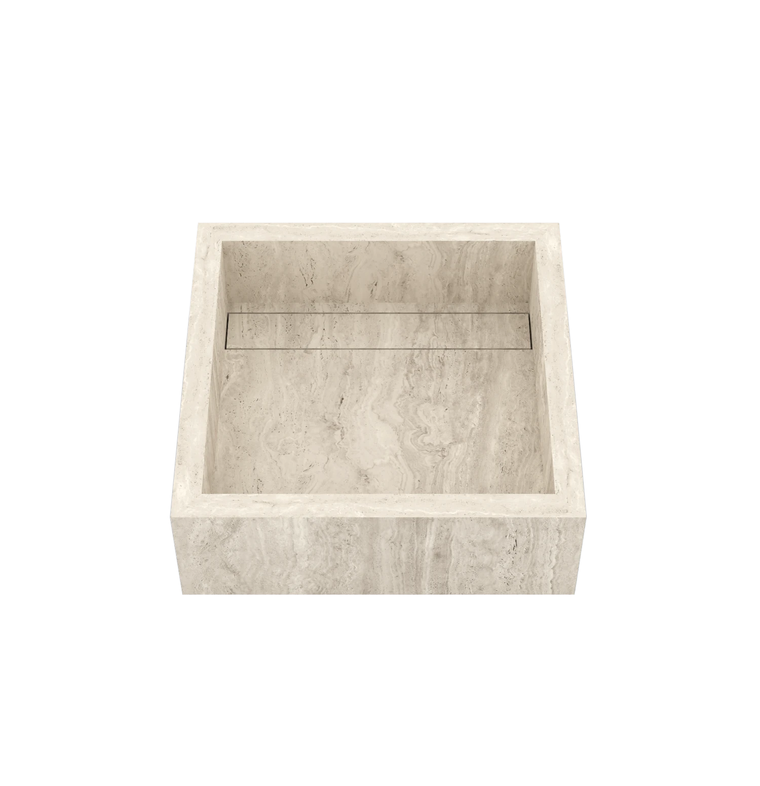 Luxe maatwerk keramische wasbak in natuursteenlook – Xeraloox Aria 40 Avorio Vein - schuin bovenaanzicht