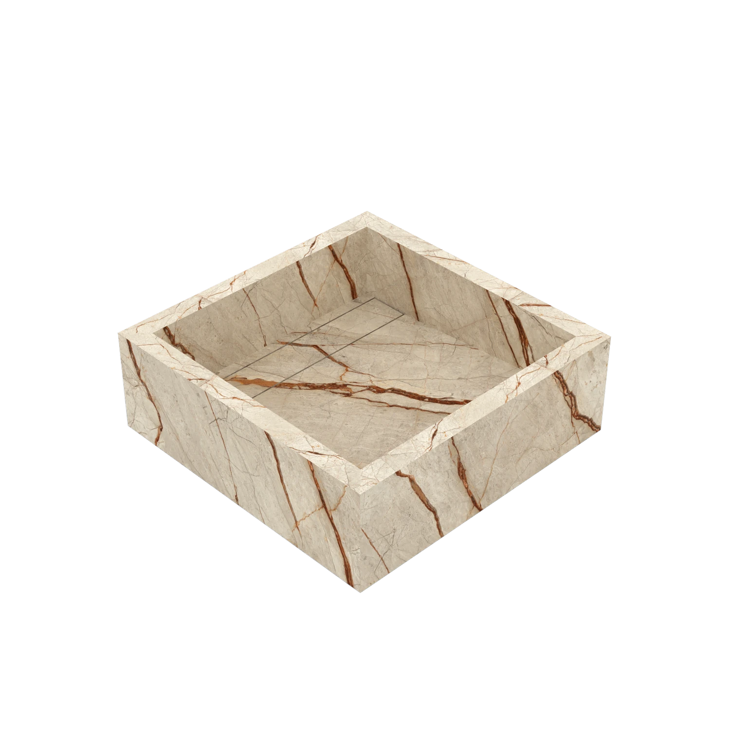 Luxe maatwerk keramische wasbak in marmerlook – Xeraloox Aria 40 Gold Stream - zijaanzicht