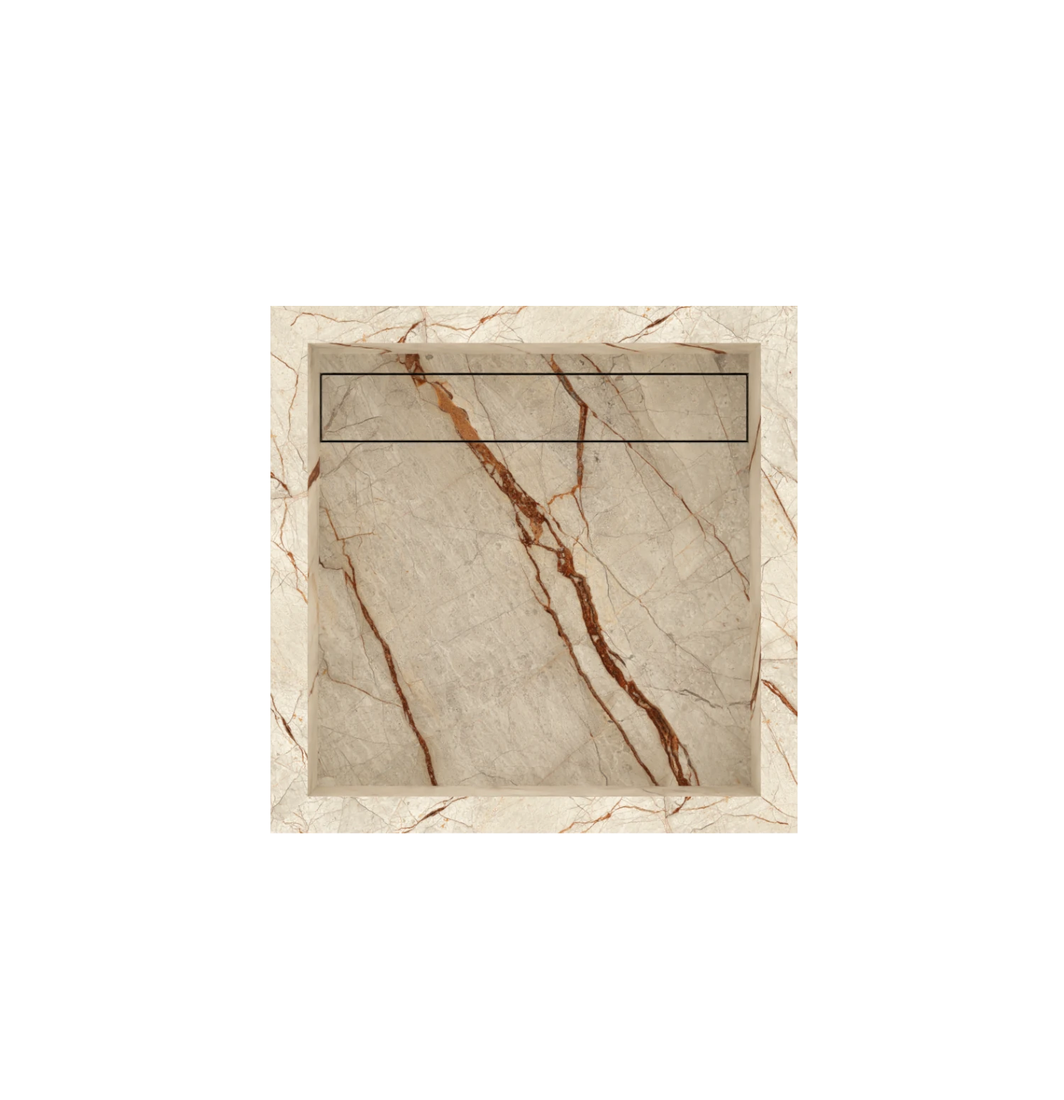 Luxe maatwerk keramische wasbak in marmerlook – Xeraloox Aria 40 Gold Stream - bovenaanzicht