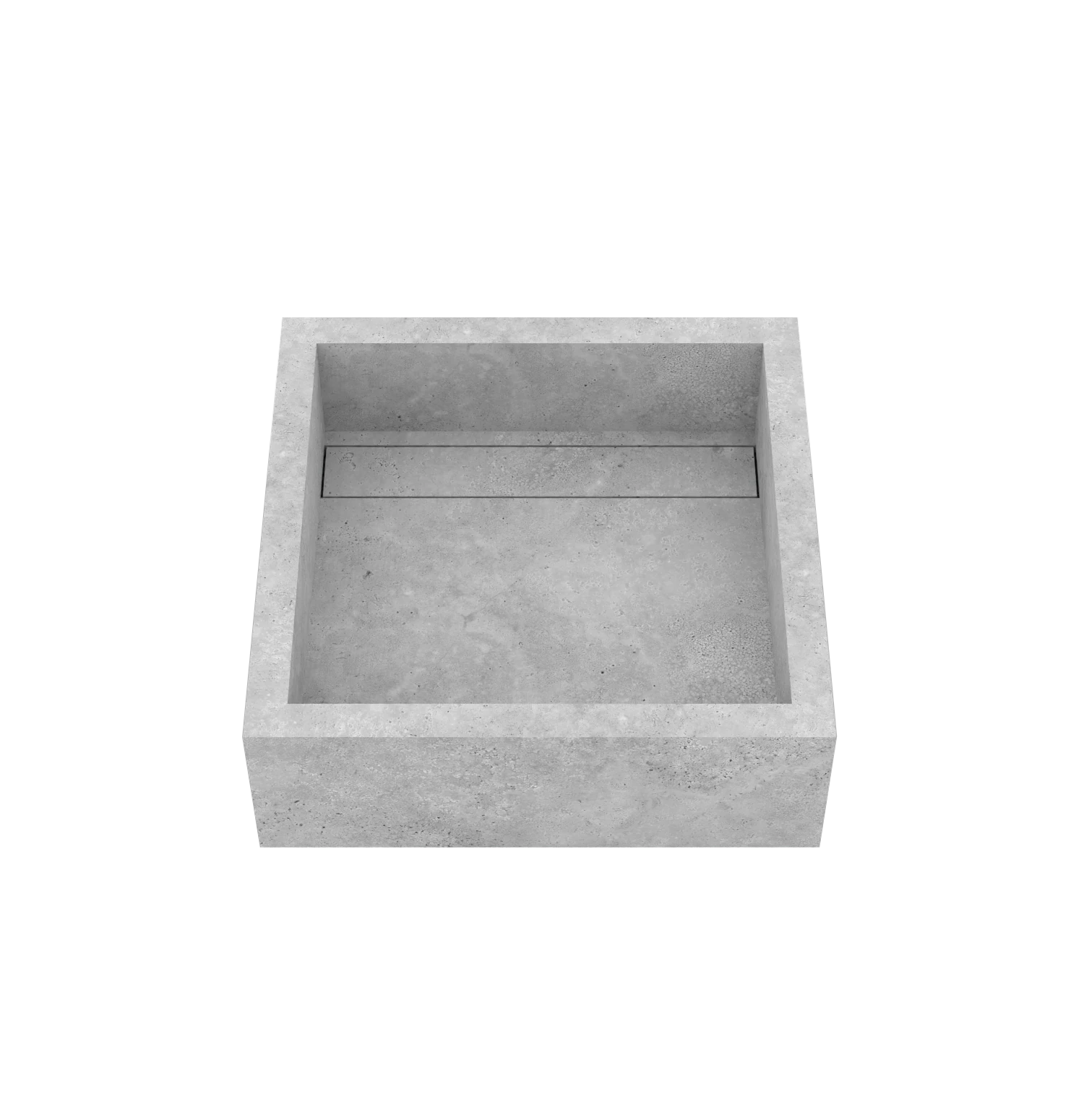 Luxe maatwerk keramische wasbak in natuursteenlook – Xeraloox Aria 40 Grey Cross - schuin bovenaanzicht