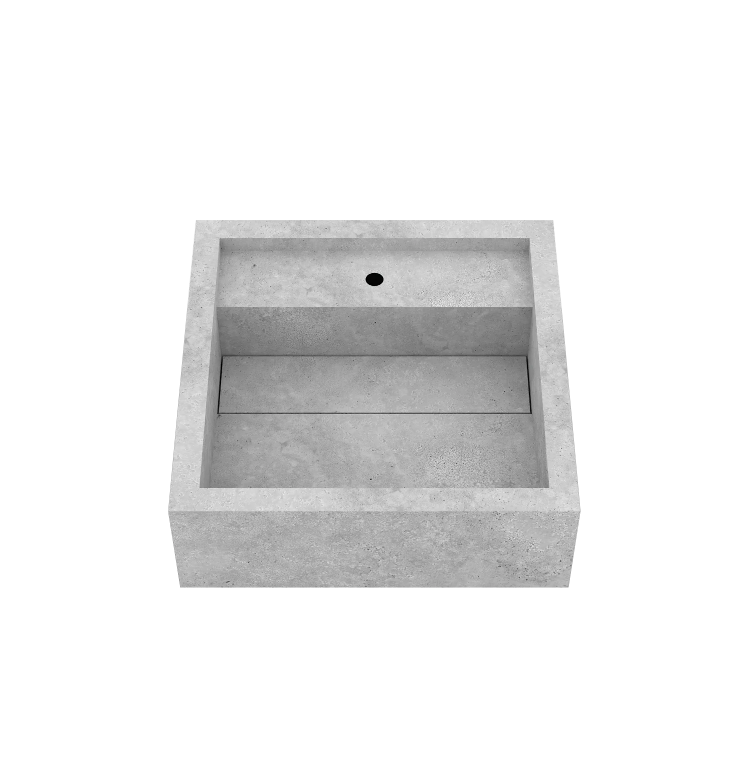 Luxe maatwerk keramische wasbak in natuursteenlook – Xeraloox Aria 40 Grey Cross - bovenaanzicht schuin met kraangat