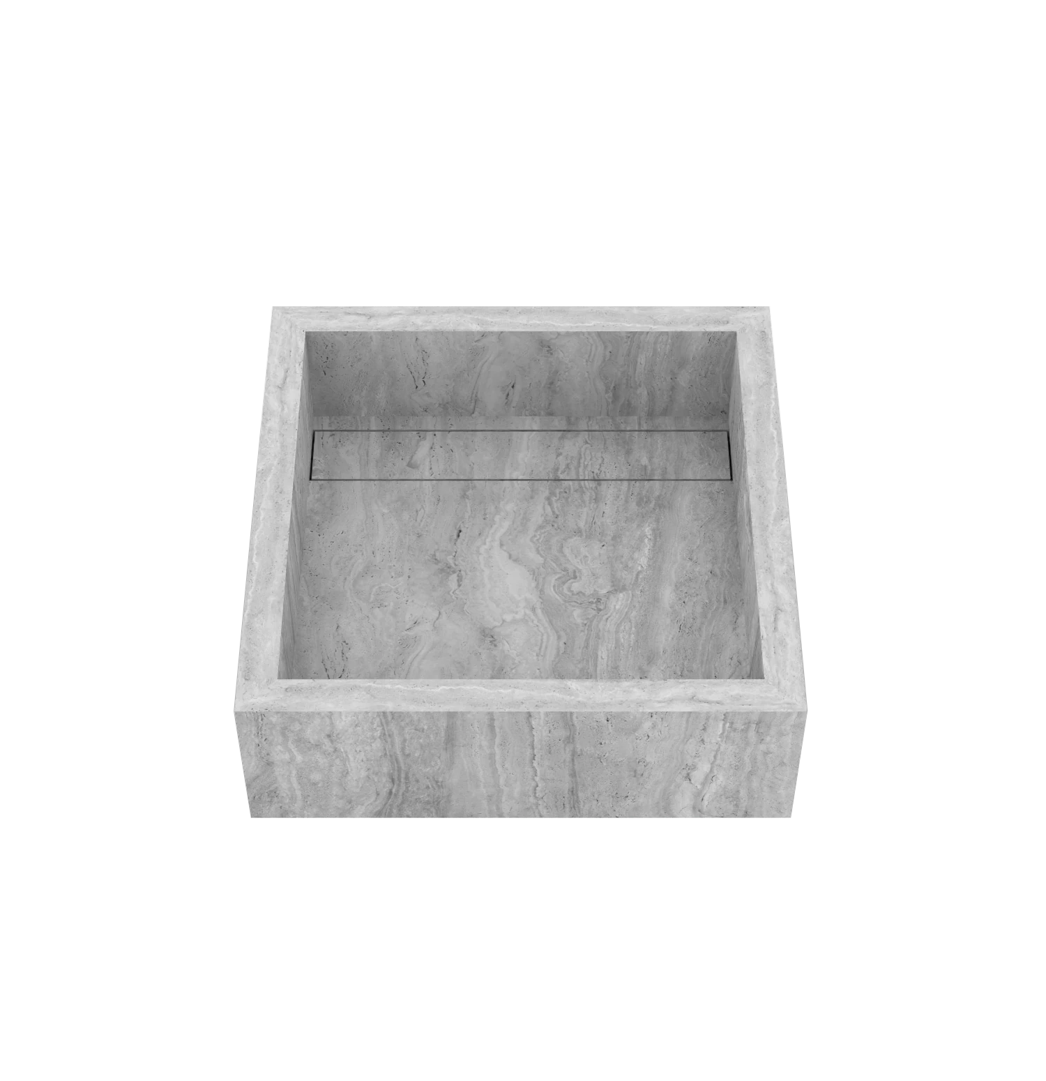 Luxe maatwerk keramische wasbak in natuursteenlook – Xeraloox Aria 40 Grey Vein - schuin bovenaanzicht