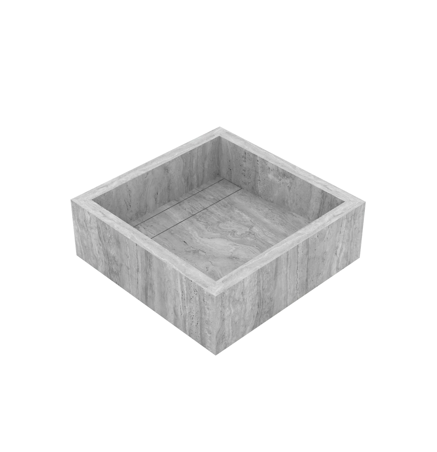 Luxe maatwerk keramische wasbak in natuursteenlook – Xeraloox Aria 40 Grey Vein - zijaanzicht