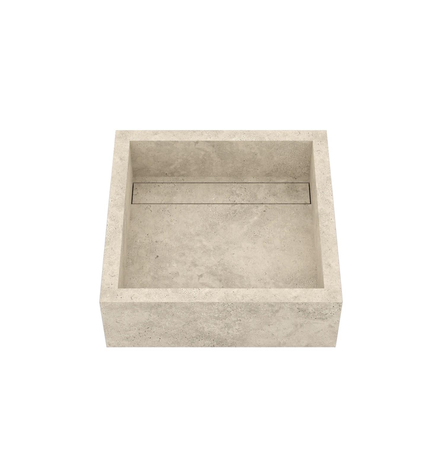 Luxe maatwerk keramische wasbak in natuursteenlook – Xeraloox Aria 40 Honey Cross - schuin bovenaanzicht