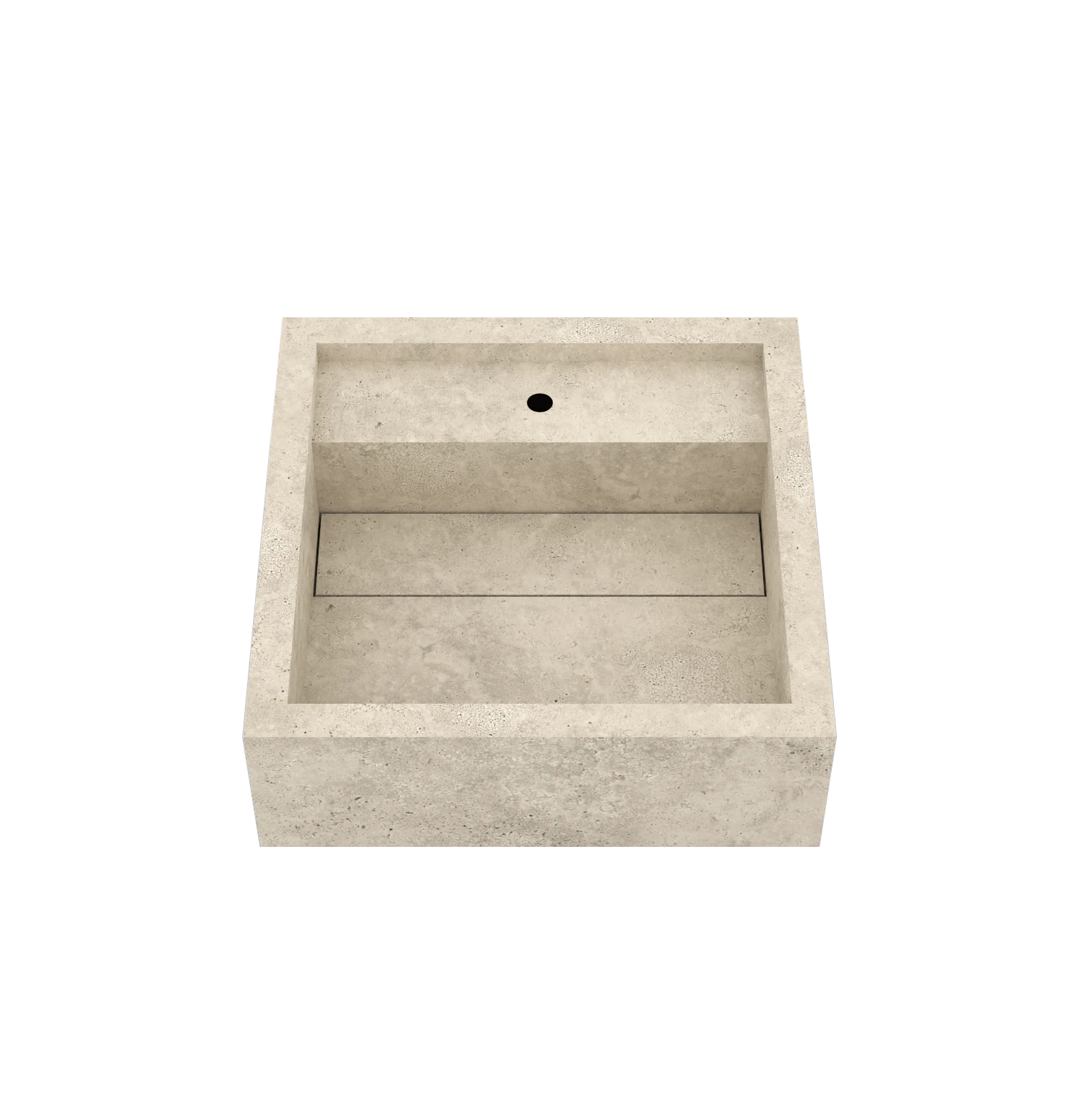 Luxe maatwerk keramische wasbak in natuursteenlook – Xeraloox Aria 40 Honey Cross - bovenaanzicht schuin met kraangat