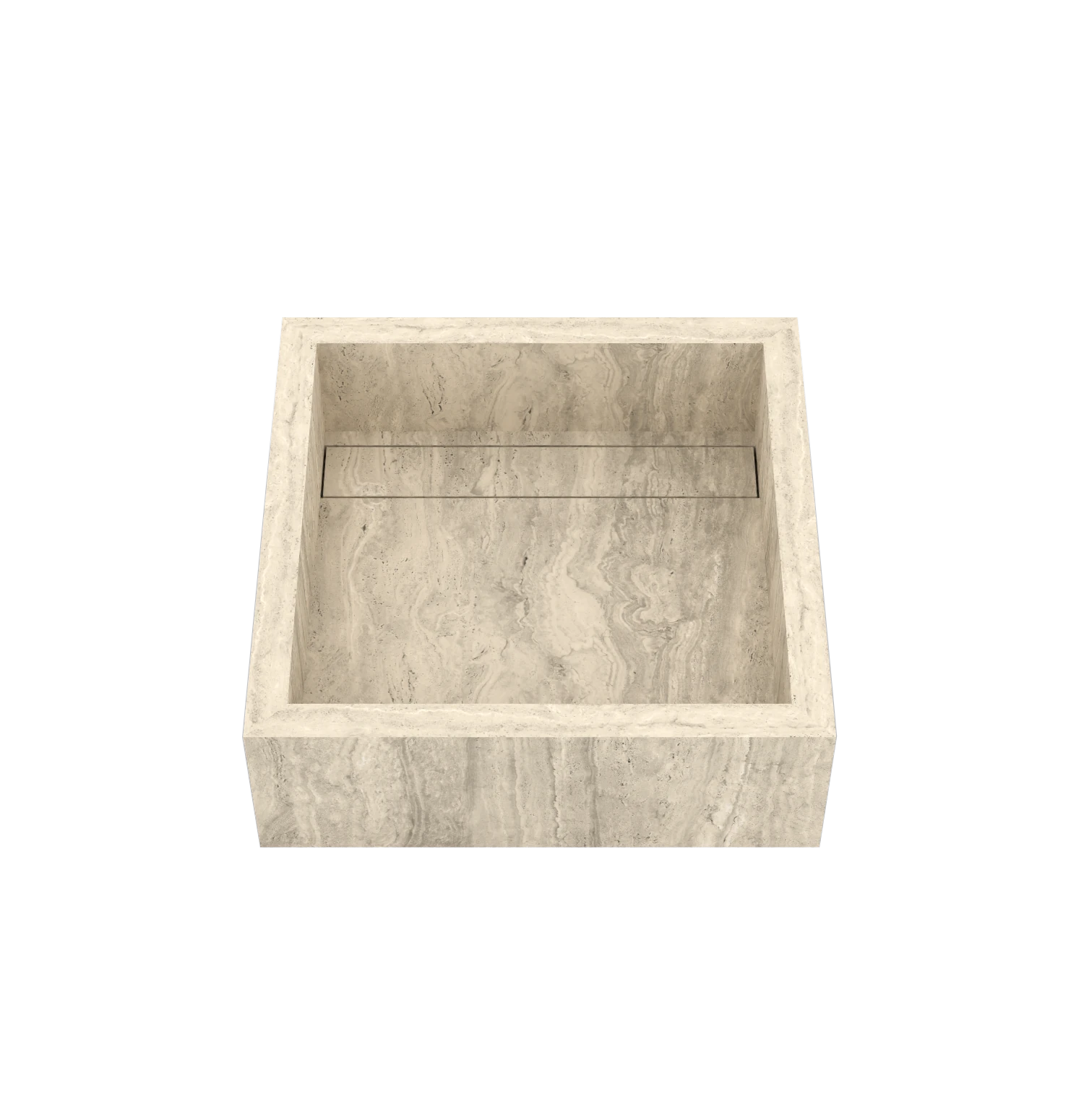 Luxe maatwerk keramische wasbak in natuursteenlook – Xeraloox Aria 40 Honey Vein - schuin bovenaanzicht