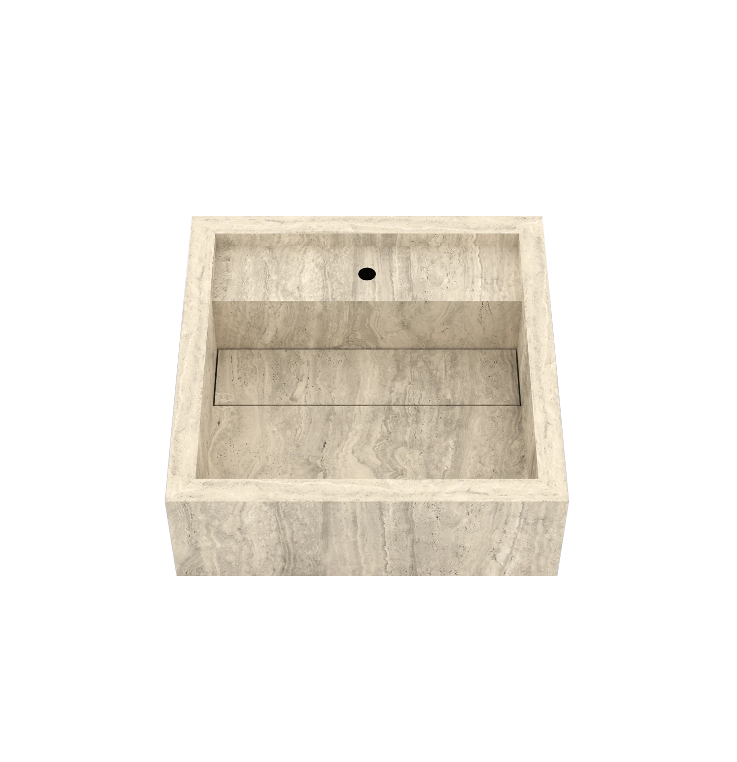 Luxe maatwerk keramische wasbak in natuursteenlook – Xeraloox Aria 40 Honey Vein - bovenaanzicht schuin met kraangat