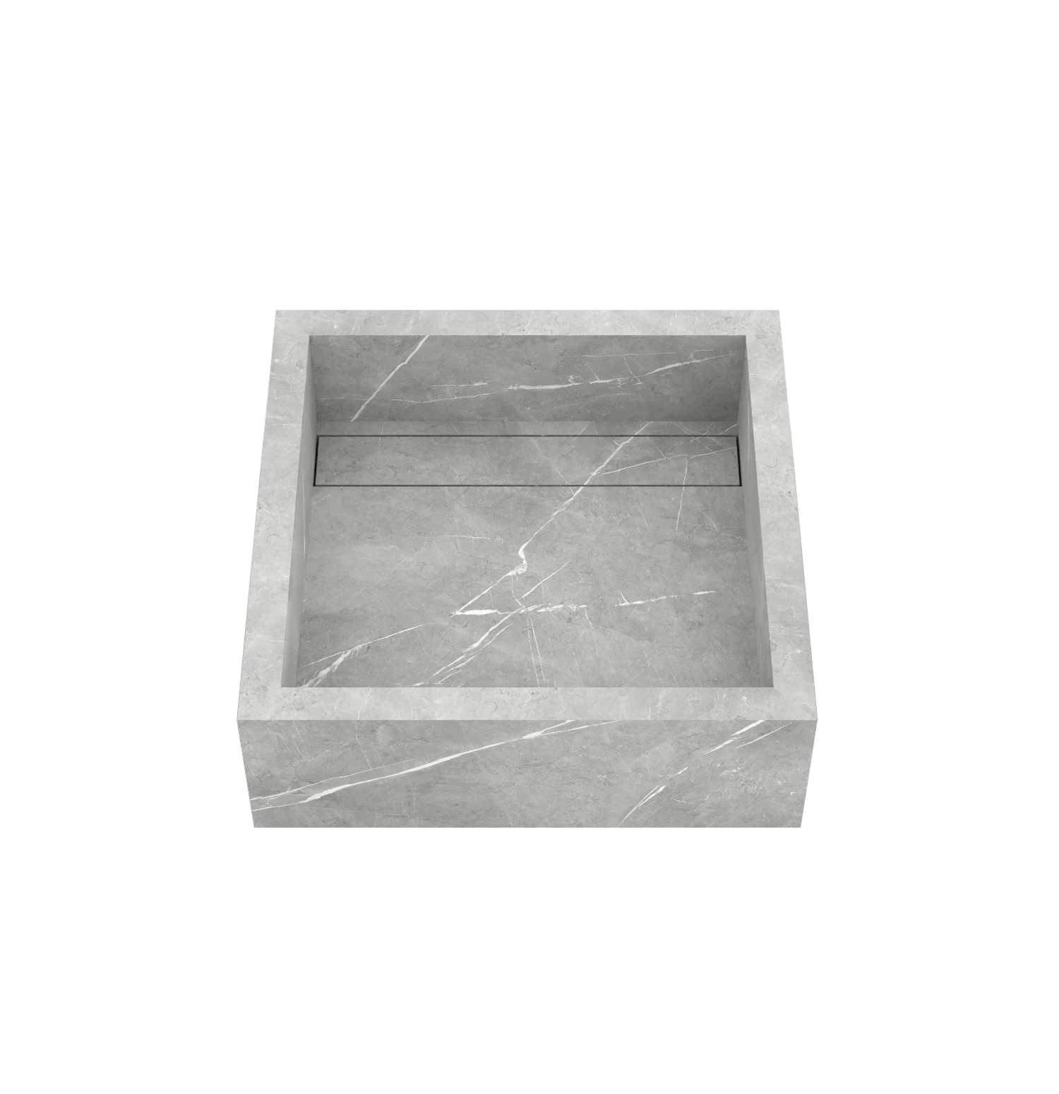 Luxe maatwerk keramische wasbak in marmerlook – Xeraloox Aria 40 Pietra Light Grey - bovenaanzicht schuin