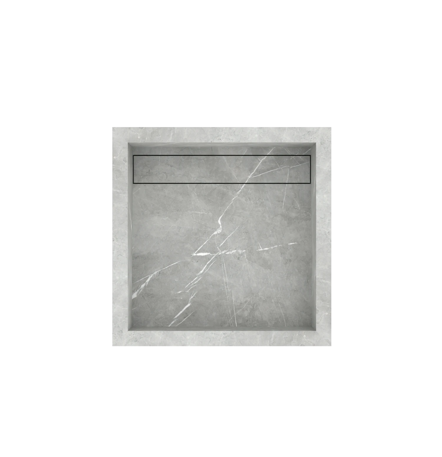 Luxe maatwerk keramische wasbak in marmerlook – Xeraloox Aria 40 Pietra Light Grey - bovenaanzicht