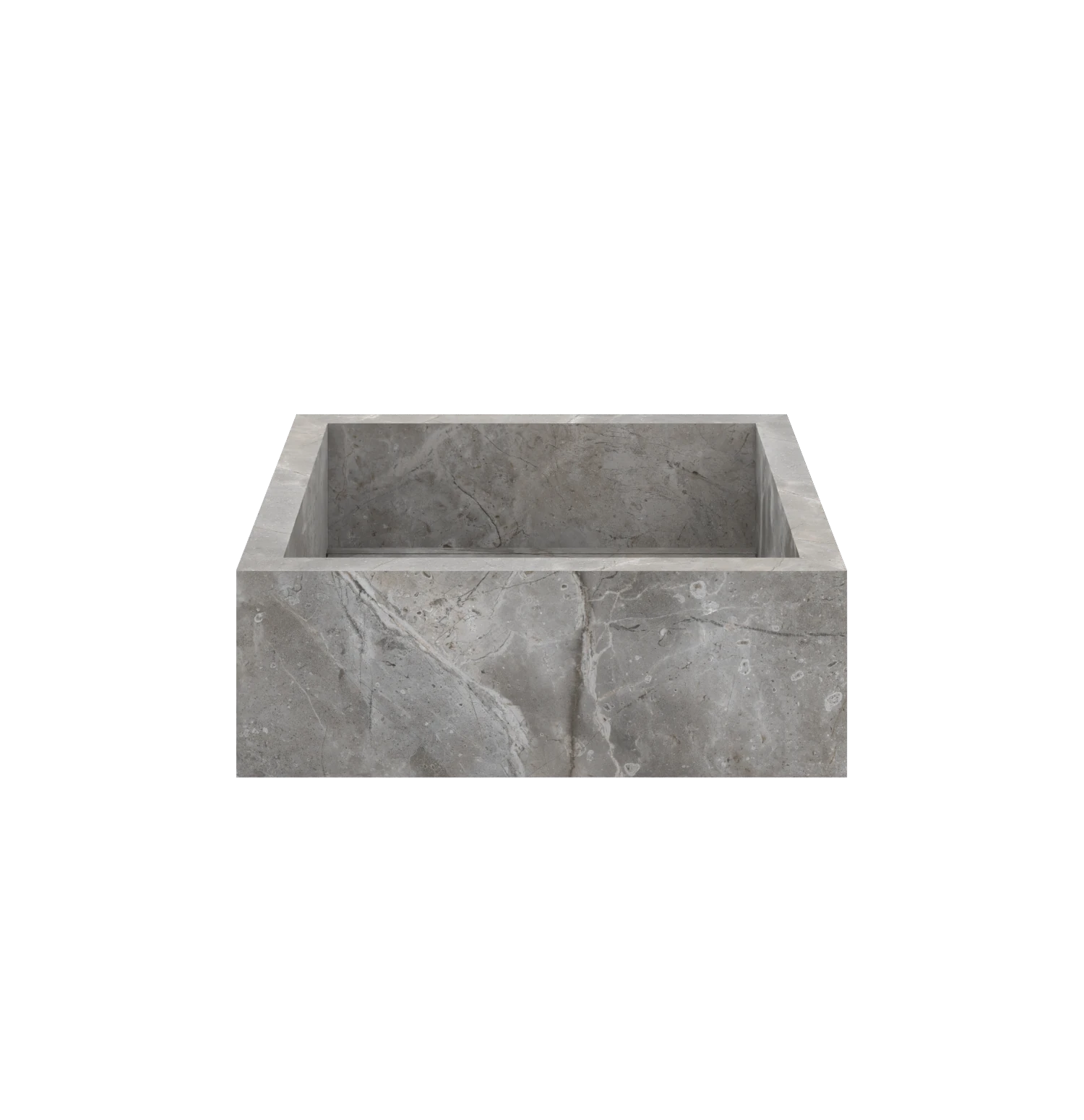 Luxe maatwerk keramische wasbak in marmerlook – Xeraloox Aria 40 Whispering Grey - vooraanzicht