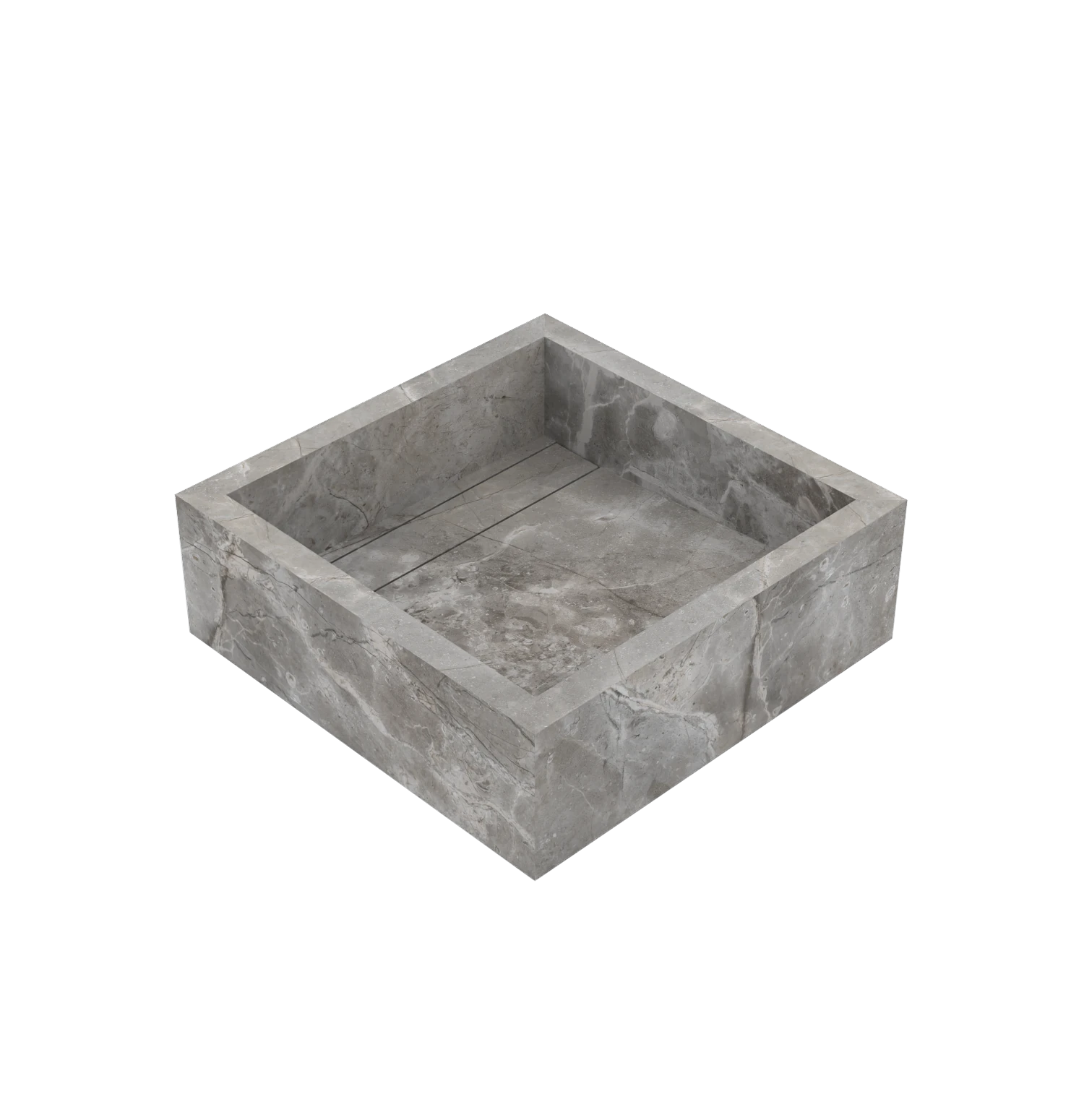 Luxe maatwerk keramische wasbak in marmerlook – Xeraloox Aria 40 Whispering Grey - zijaanzicht