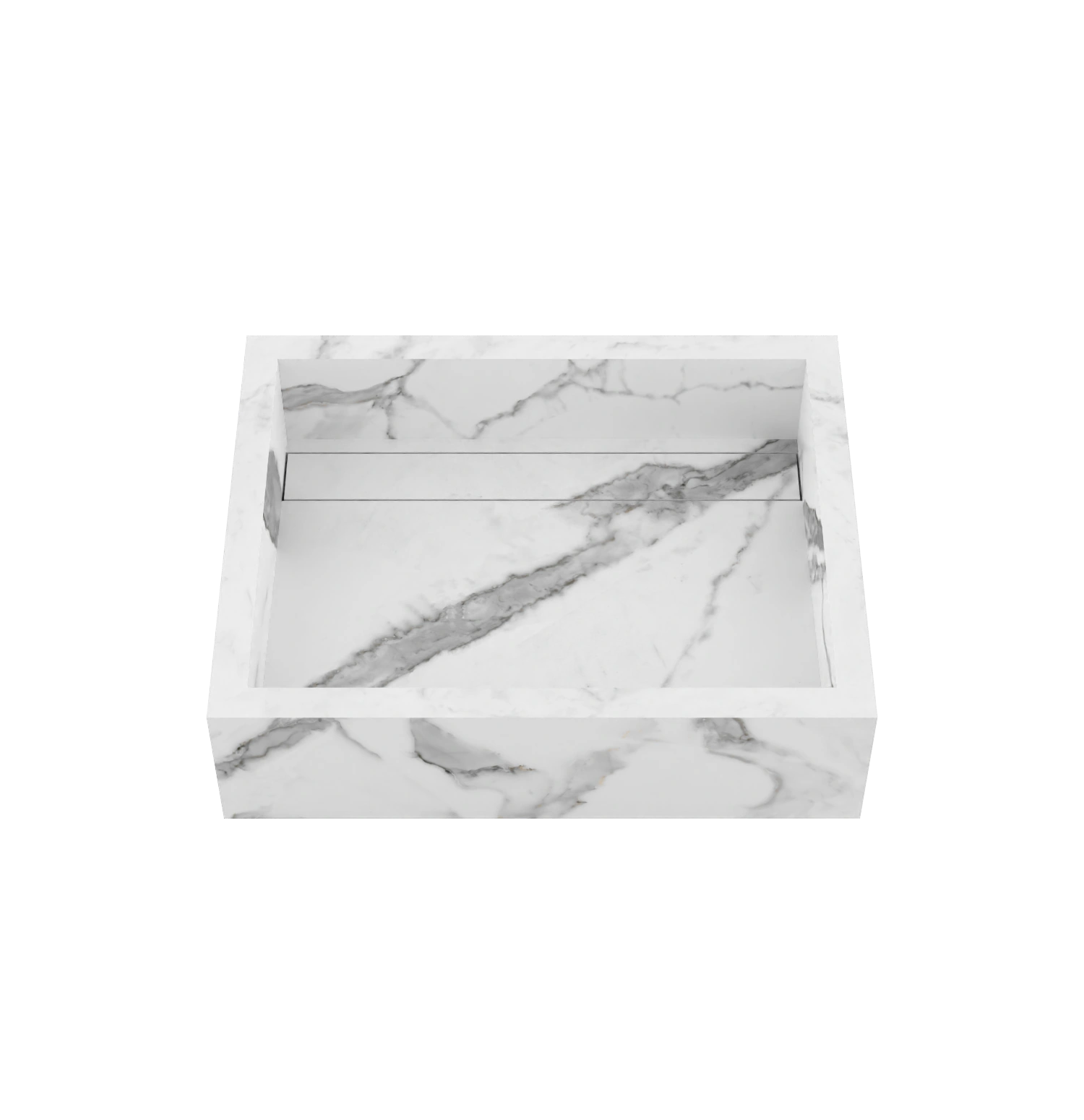 Xeraloox Aria 50 luxe keramische wastafel op maat gemaakt in Calacatta Pure marmerlook - afbeelding 2