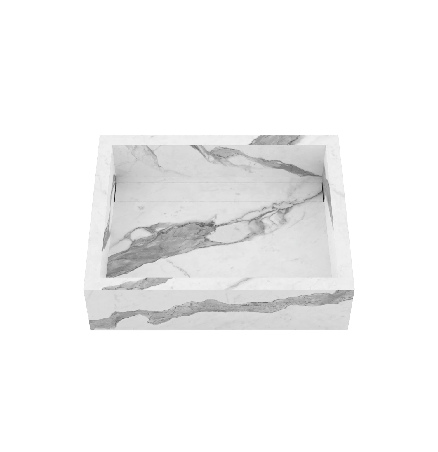 Xeraloox Aria 50 luxe keramische wastafel op maat gemaakt in Statuario Classic marmerlook - afbeelding 2