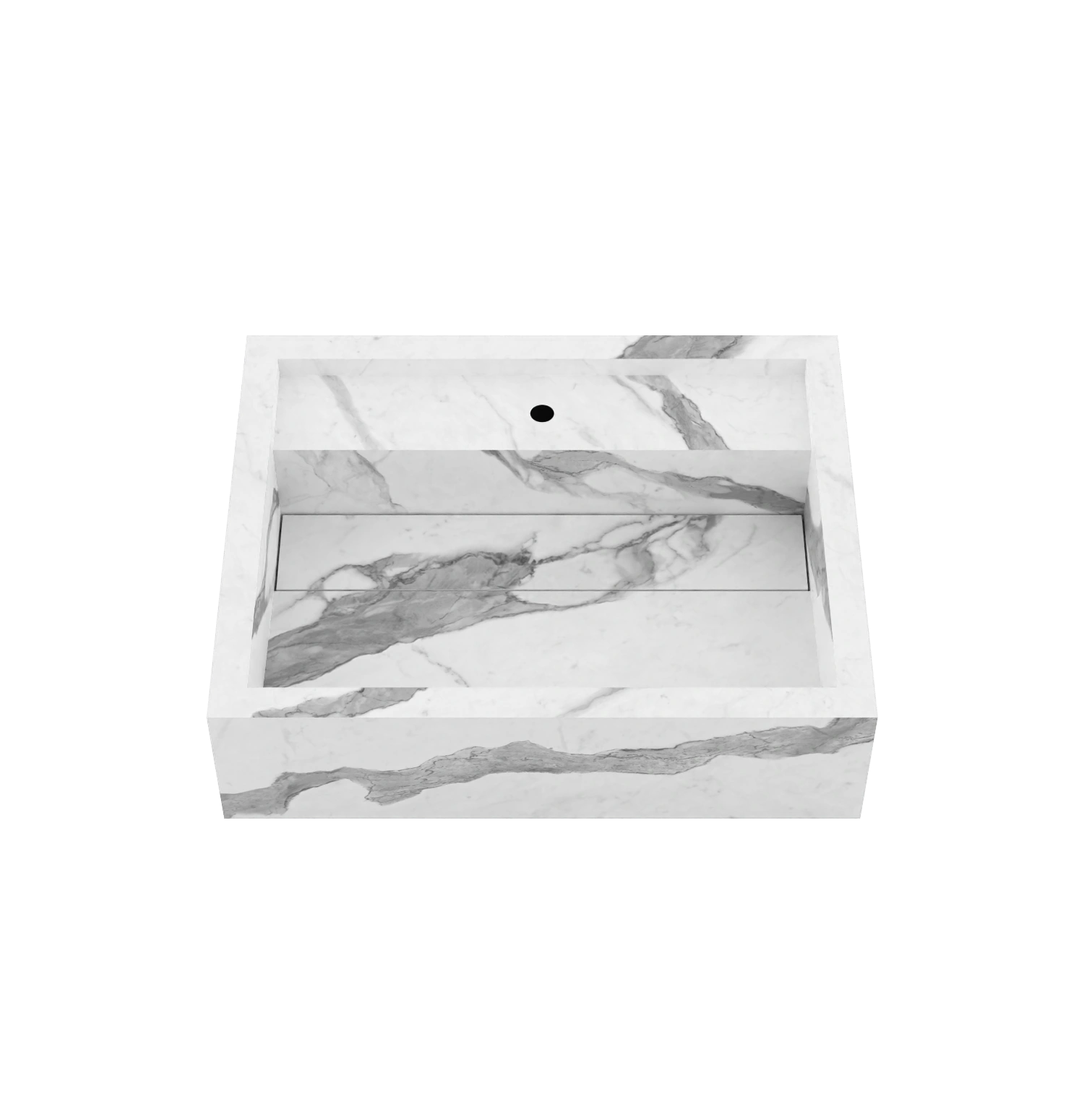 Xeraloox Aria 50 luxe keramische wastafel op maat gemaakt in Statuario Classic marmerlook - afbeelding 3