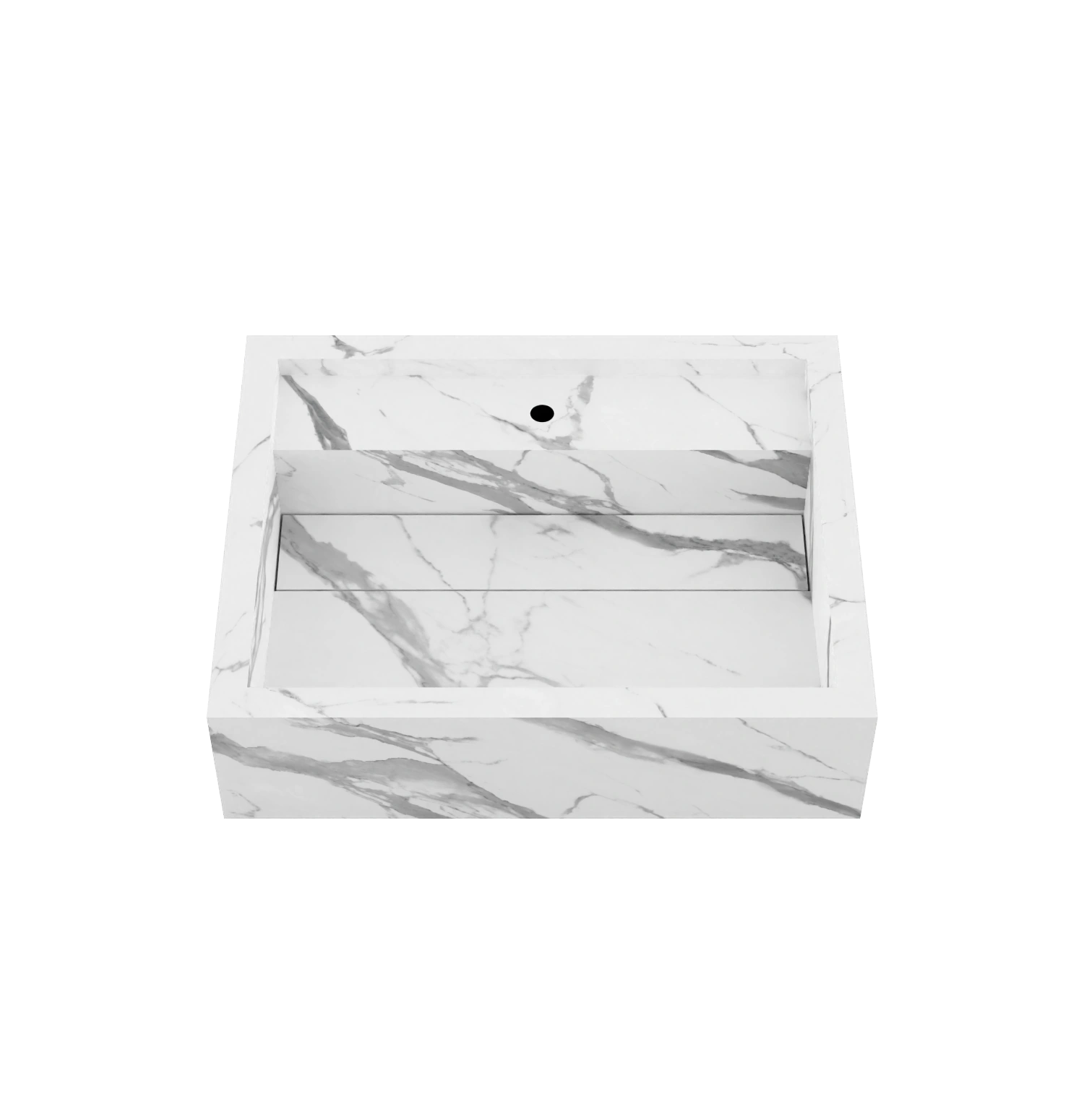 Xeraloox Aria 50 luxe keramische wastafel op maat gemaakt in Statuario Pure marmerlook - afbeelding 3