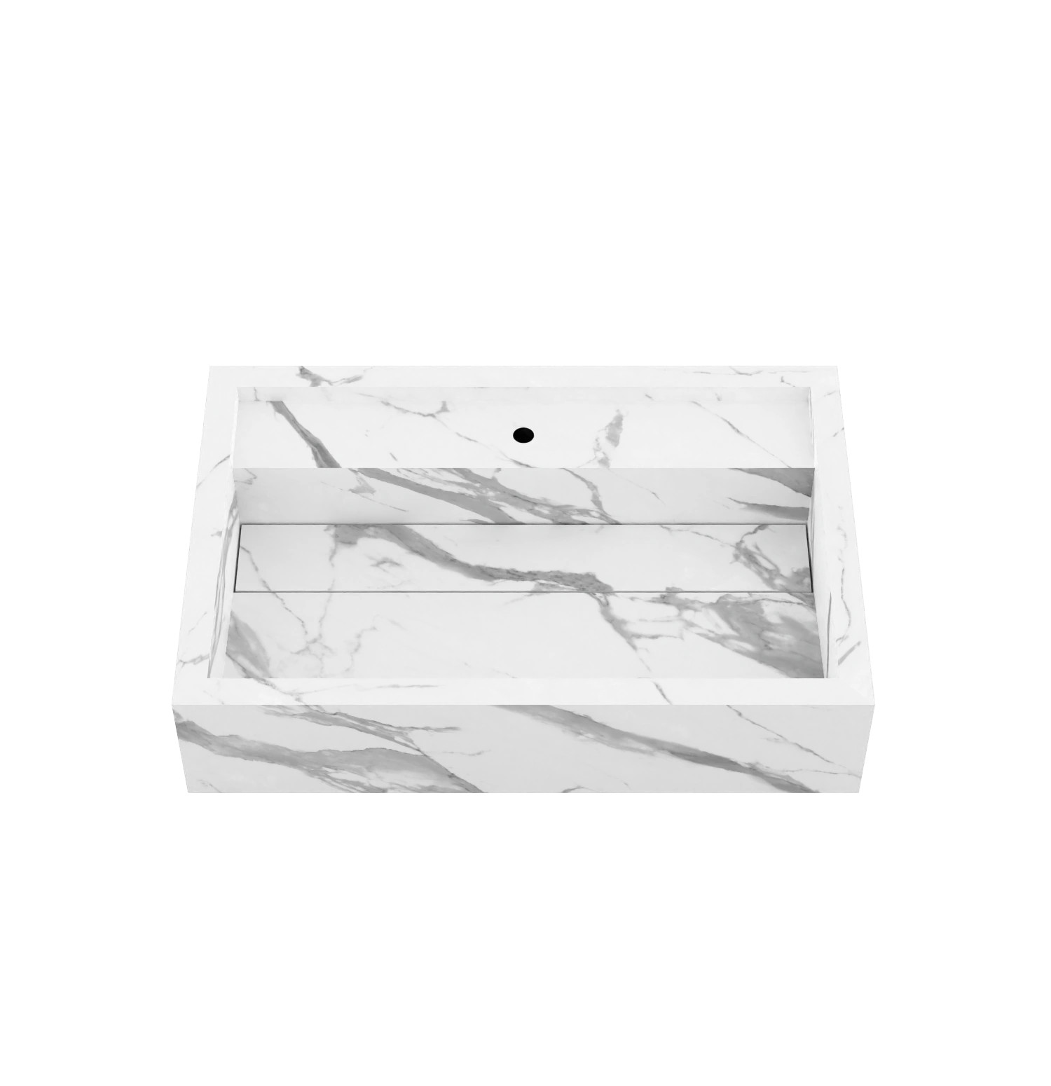 Xeraloox Aria 60 luxe keramische wastafel op maat gemaakt in Statuario Pure marmerlook - afbeelding 3