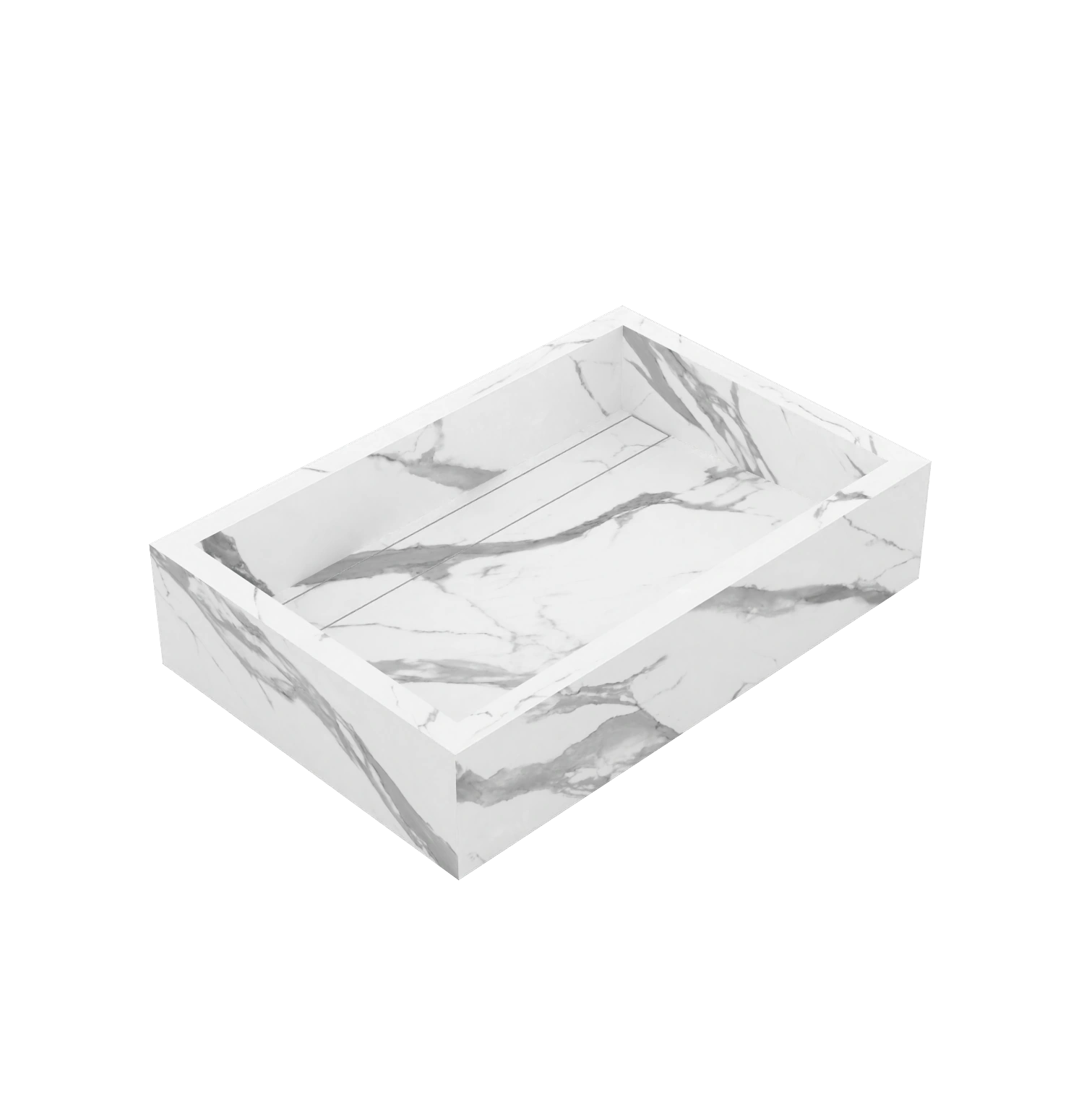 Xeraloox Aria 60 luxe keramische wastafel op maat gemaakt in Statuario Pure marmerlook - afbeelding 4