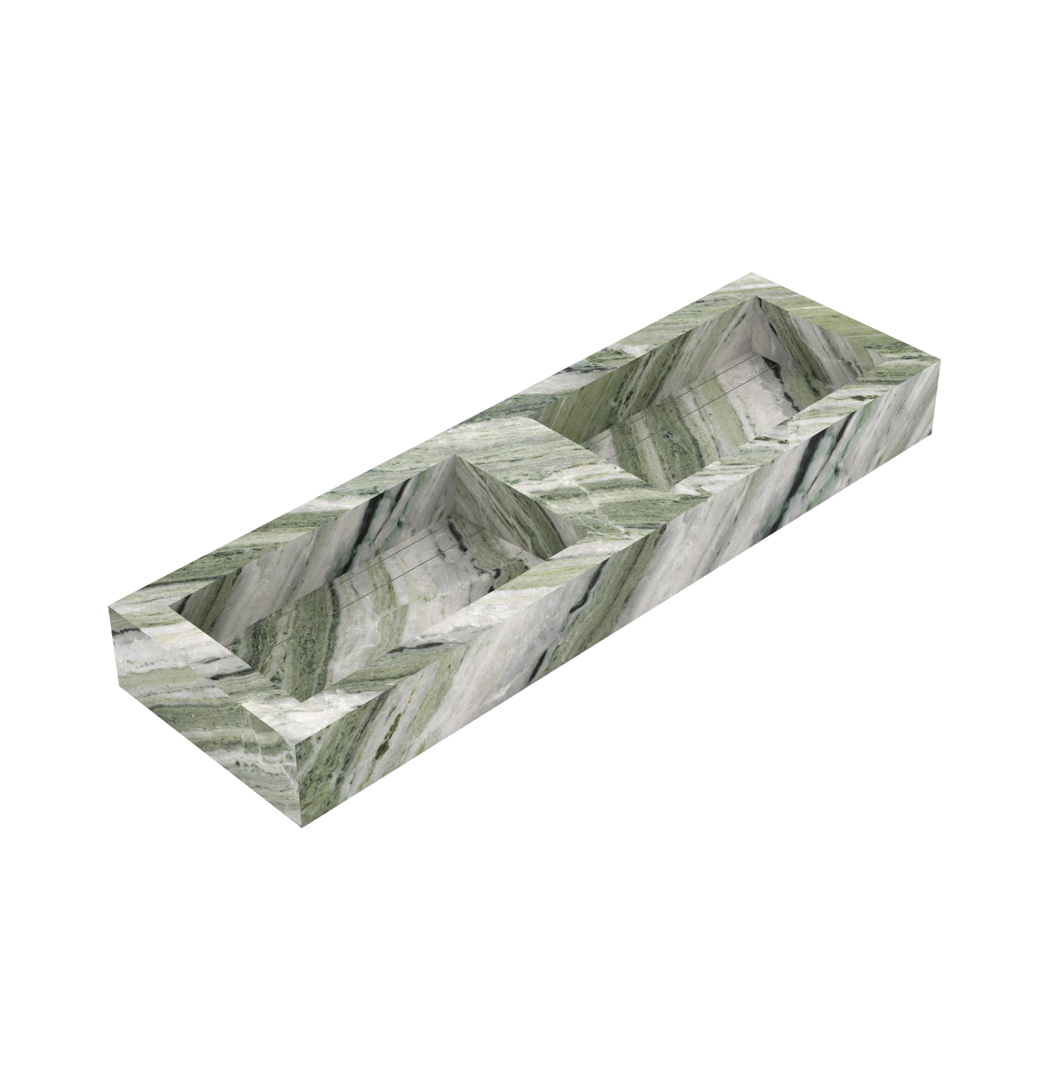 Xeraloox Duo Eterna 150 luxe keramische wastafel op maat gemaakt in Emerald Stream marmerlook - afbeelding 3