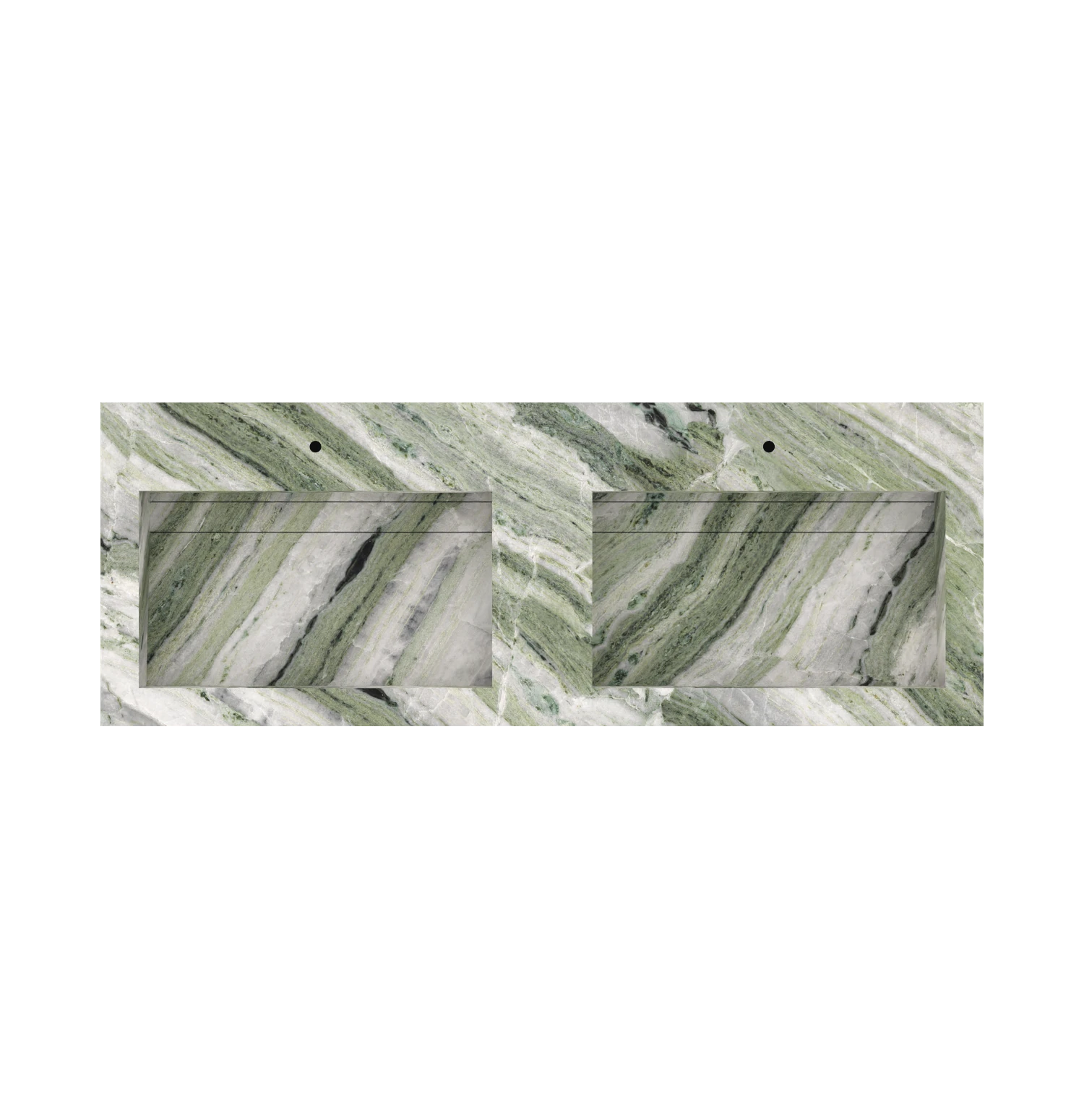 Xeraloox Duo Eterna 150 luxe keramische wastafel op maat gemaakt in Emerald Stream marmerlook - afbeelding 5