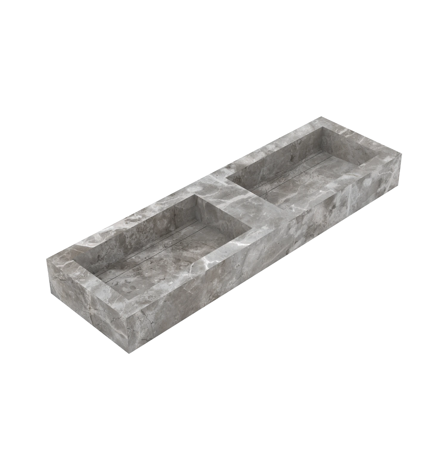 Xeraloox Duo Eterna 150 luxe keramische wastafel op maat gemaakt in Fior di Bosco marmerlook - afbeelding 3