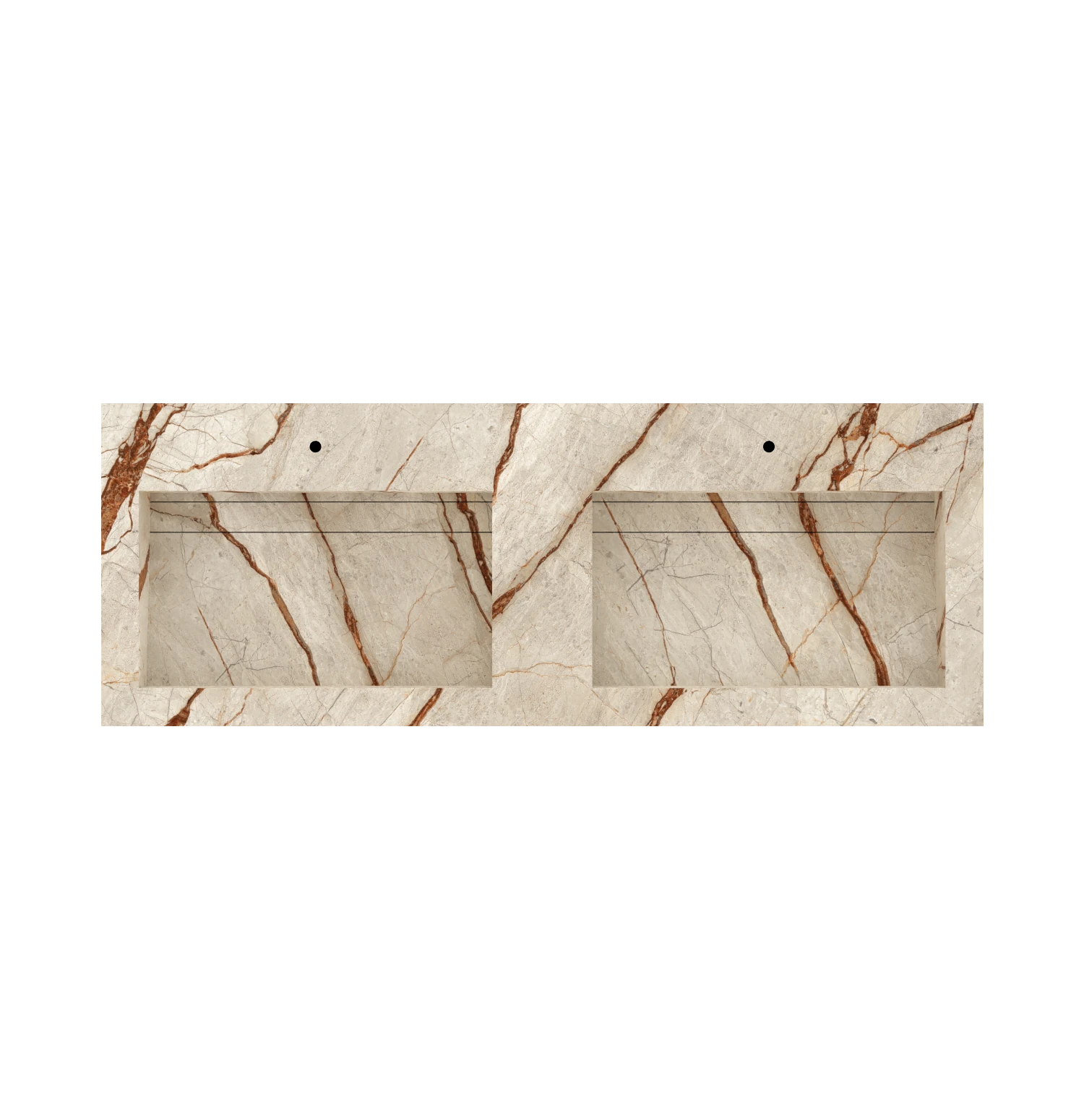 Xeraloox Duo Eterna 150 luxe keramische wastafel op maat gemaakt in Gold Stream marmerlook - afbeelding 5