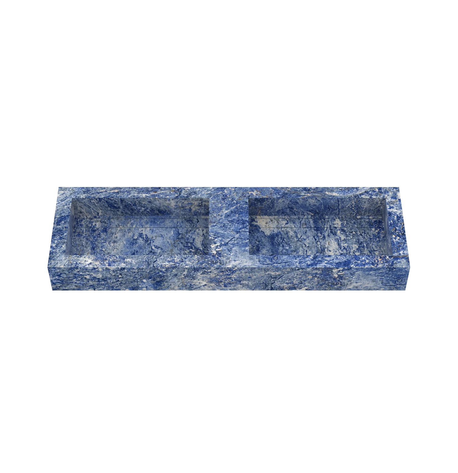 Xeraloox Duo Eterna 150 luxe keramische wastafel op maat gemaakt in Royal Blue marmerlook - afbeelding 2