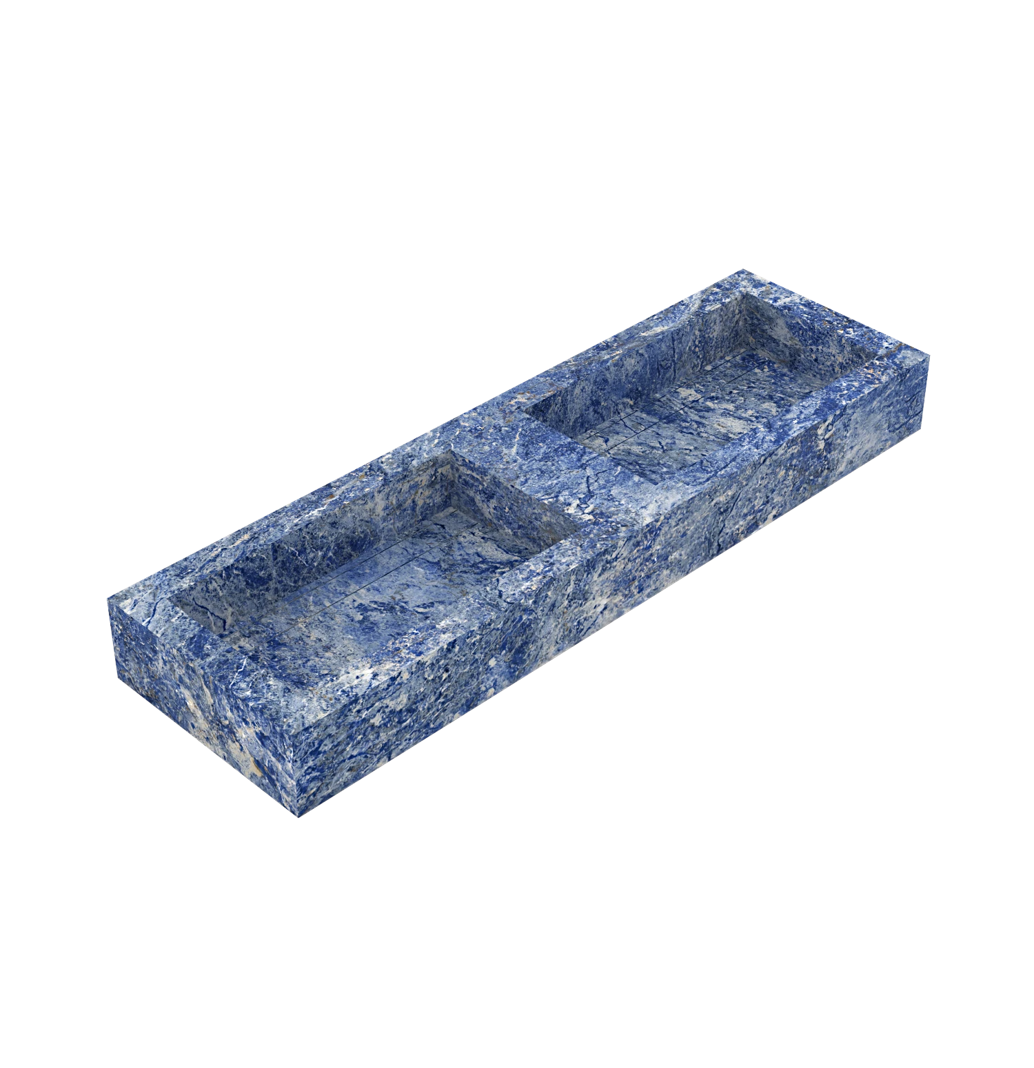 Xeraloox Duo Eterna 150 luxe keramische wastafel op maat gemaakt in Royal Blue marmerlook - afbeelding 3