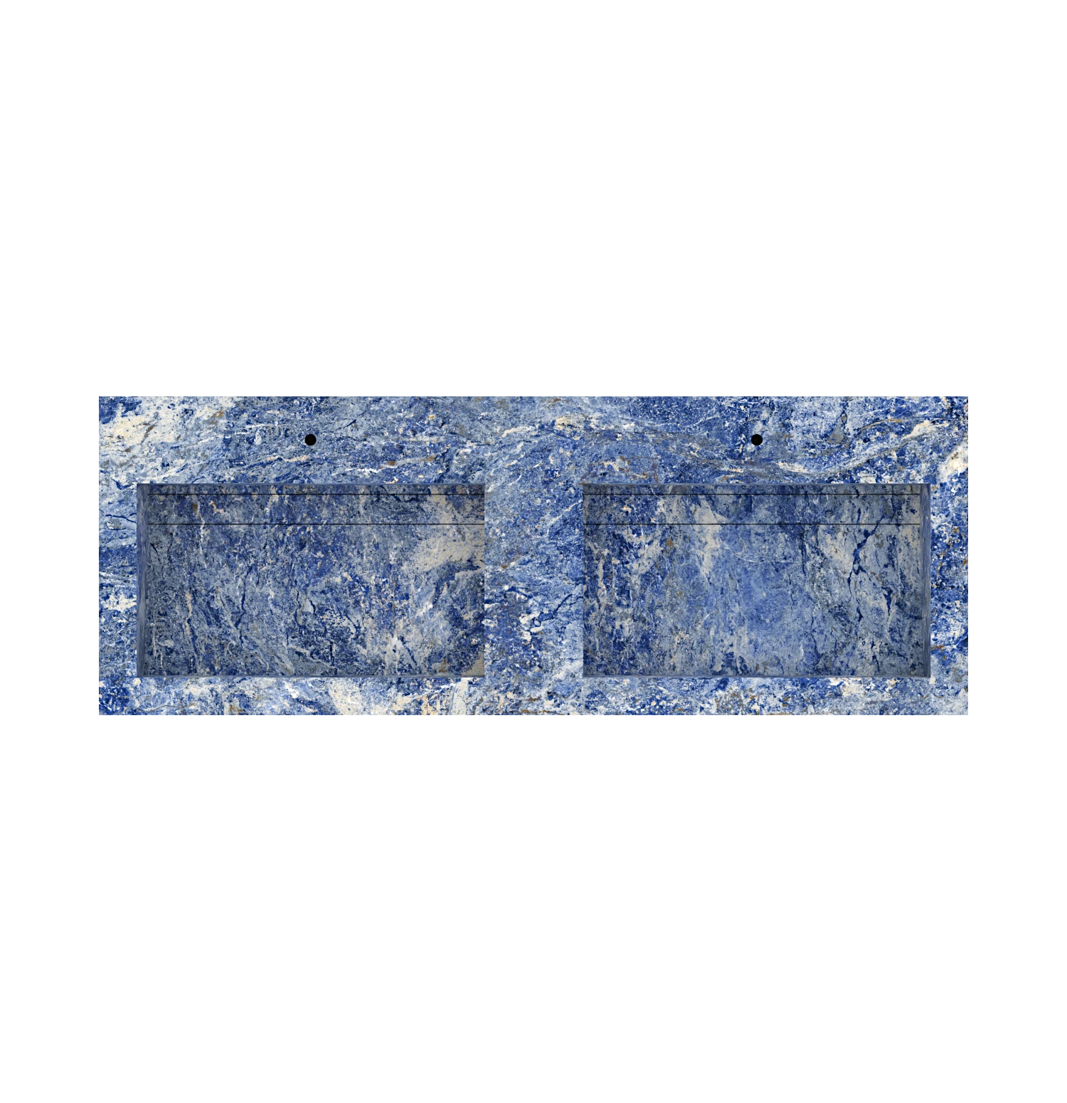 Xeraloox Duo Eterna 150 luxe keramische wastafel op maat gemaakt in Royal Blue marmerlook - afbeelding 5