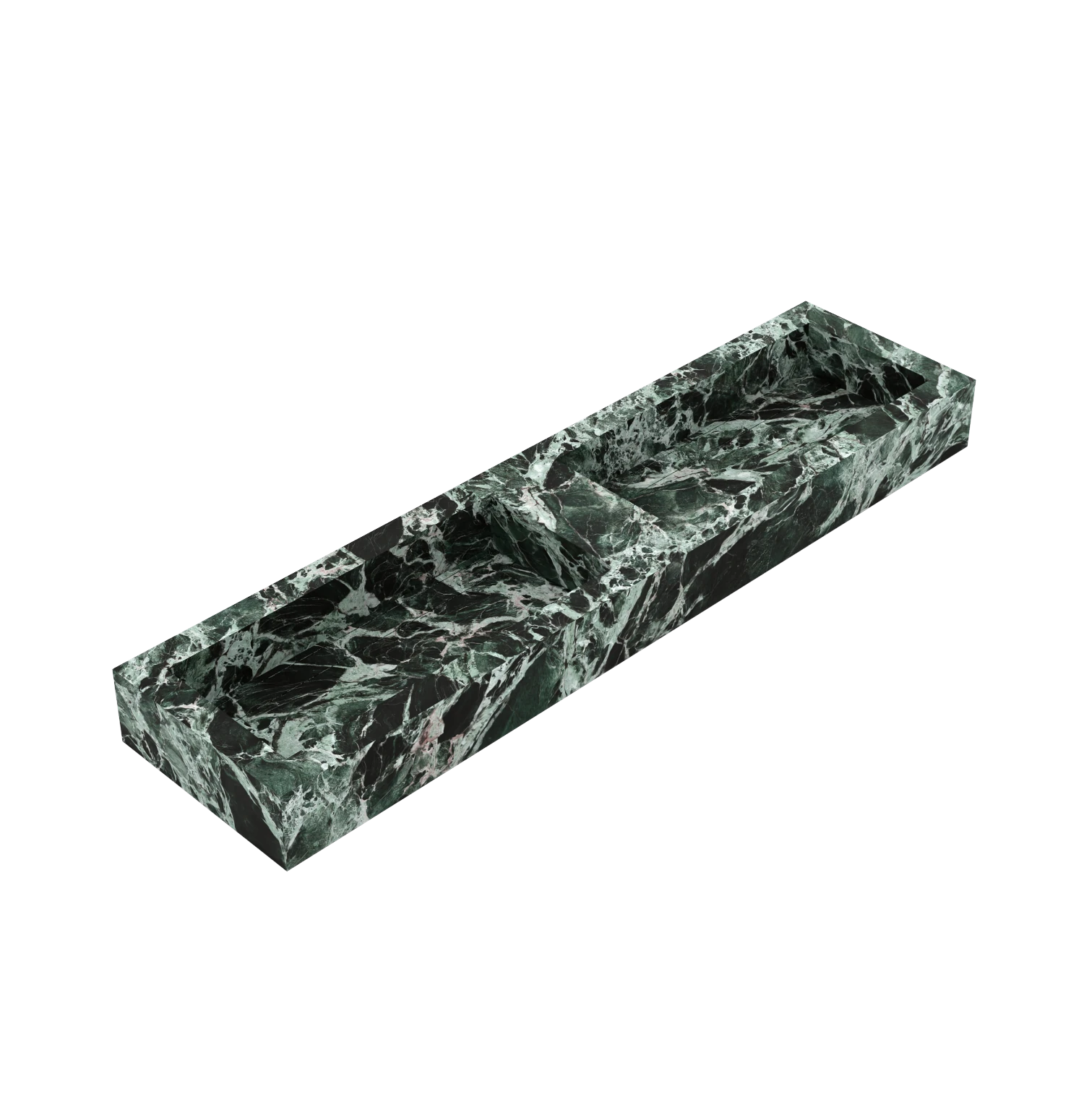 Xeraloox Duo Eterna 180 luxe keramische wastafel op maat gemaakt in Celestial Green marmerlook - afbeelding 3