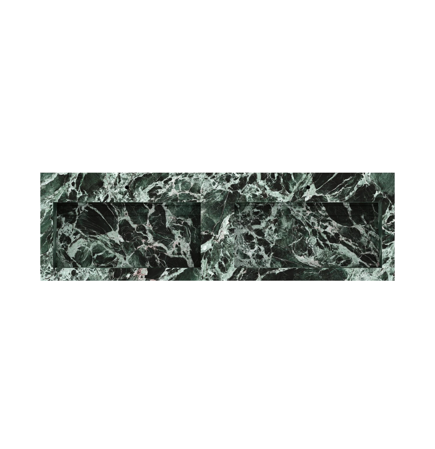 Xeraloox Duo Eterna 180 luxe keramische wastafel op maat gemaakt in Celestial Green marmerlook - afbeelding 5