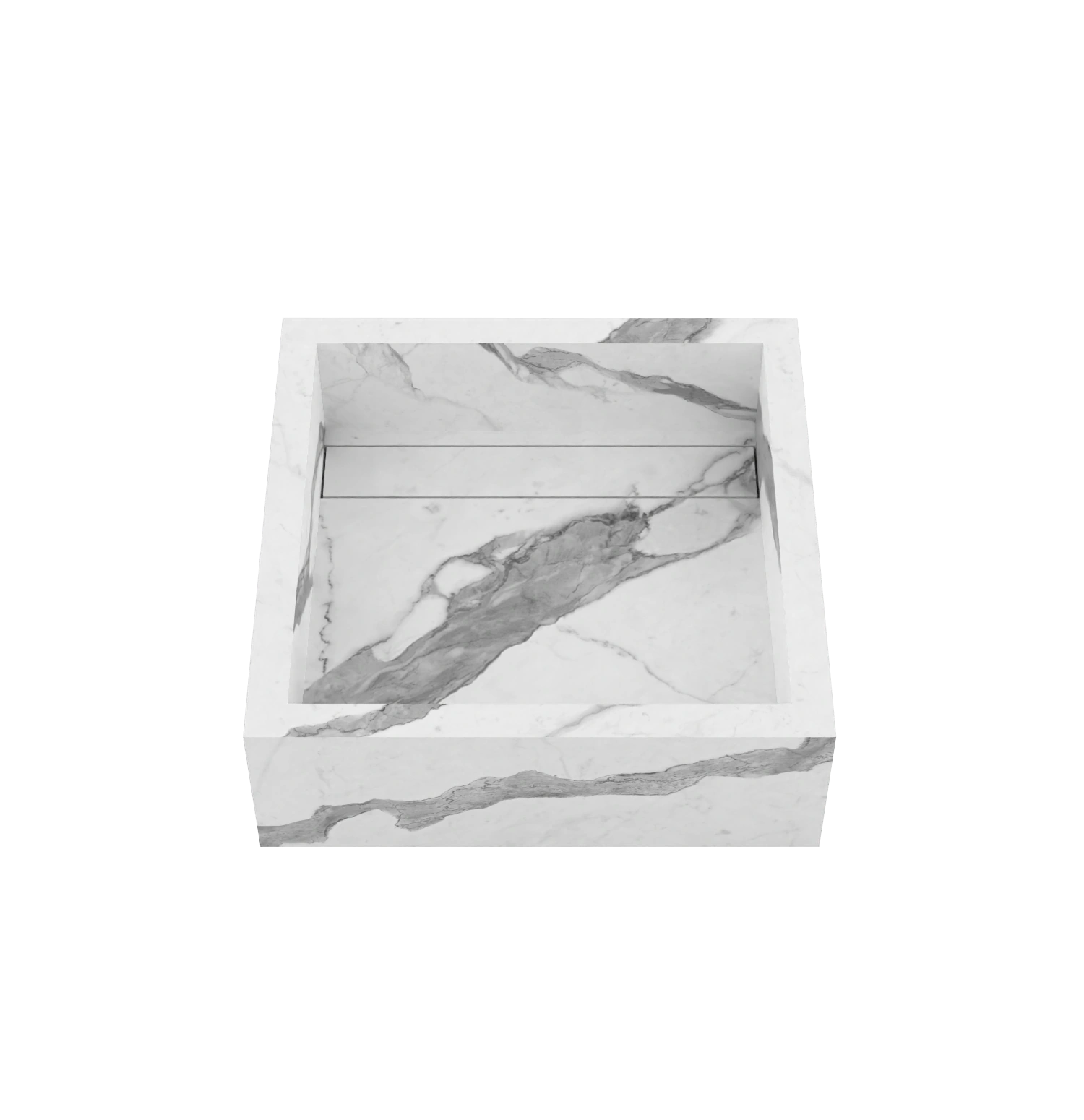 Xeraloox Aria 40 luxe keramische wastafel op maat gemaakt in Statuario Classic marmerlook - afbeelding 2