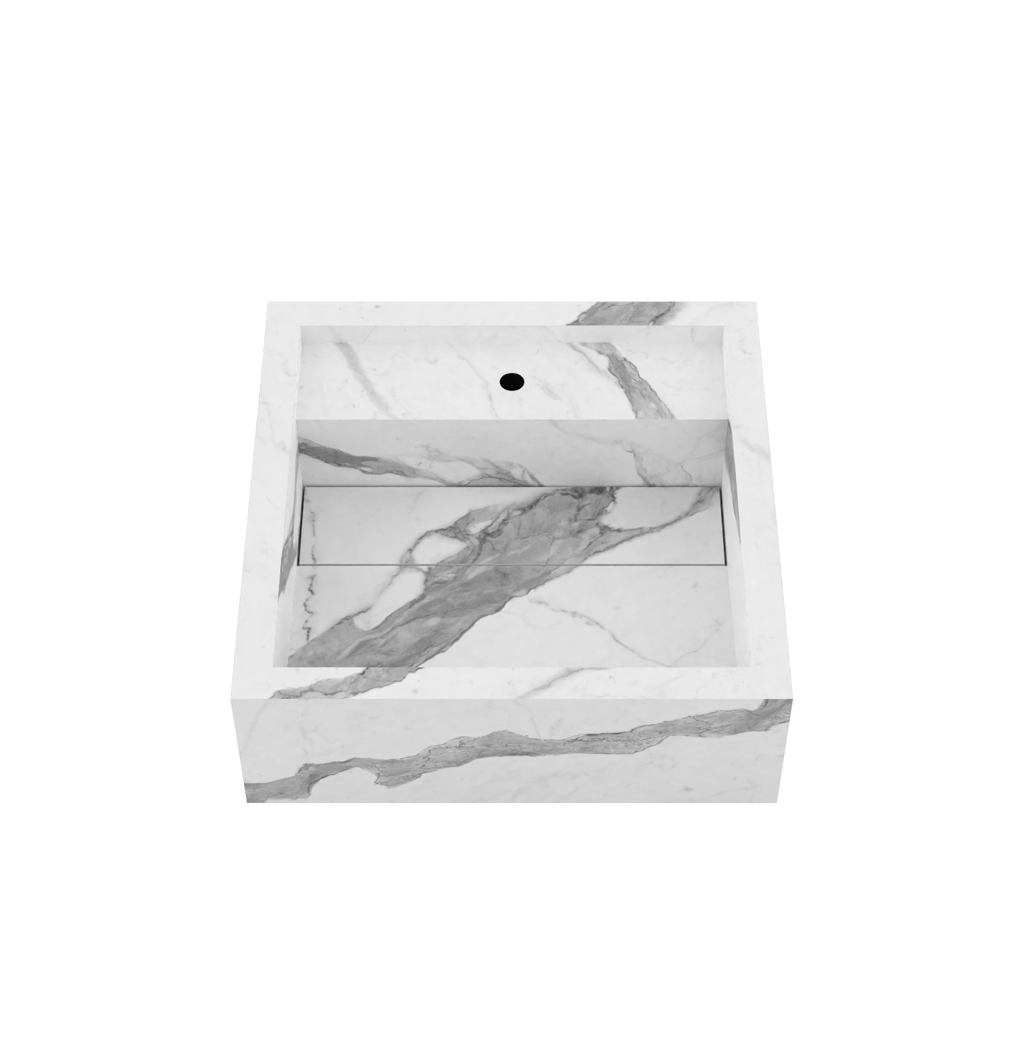 Xeraloox Aria 40 luxe keramische wastafel op maat gemaakt in Statuario Classic marmerlook - afbeelding 3