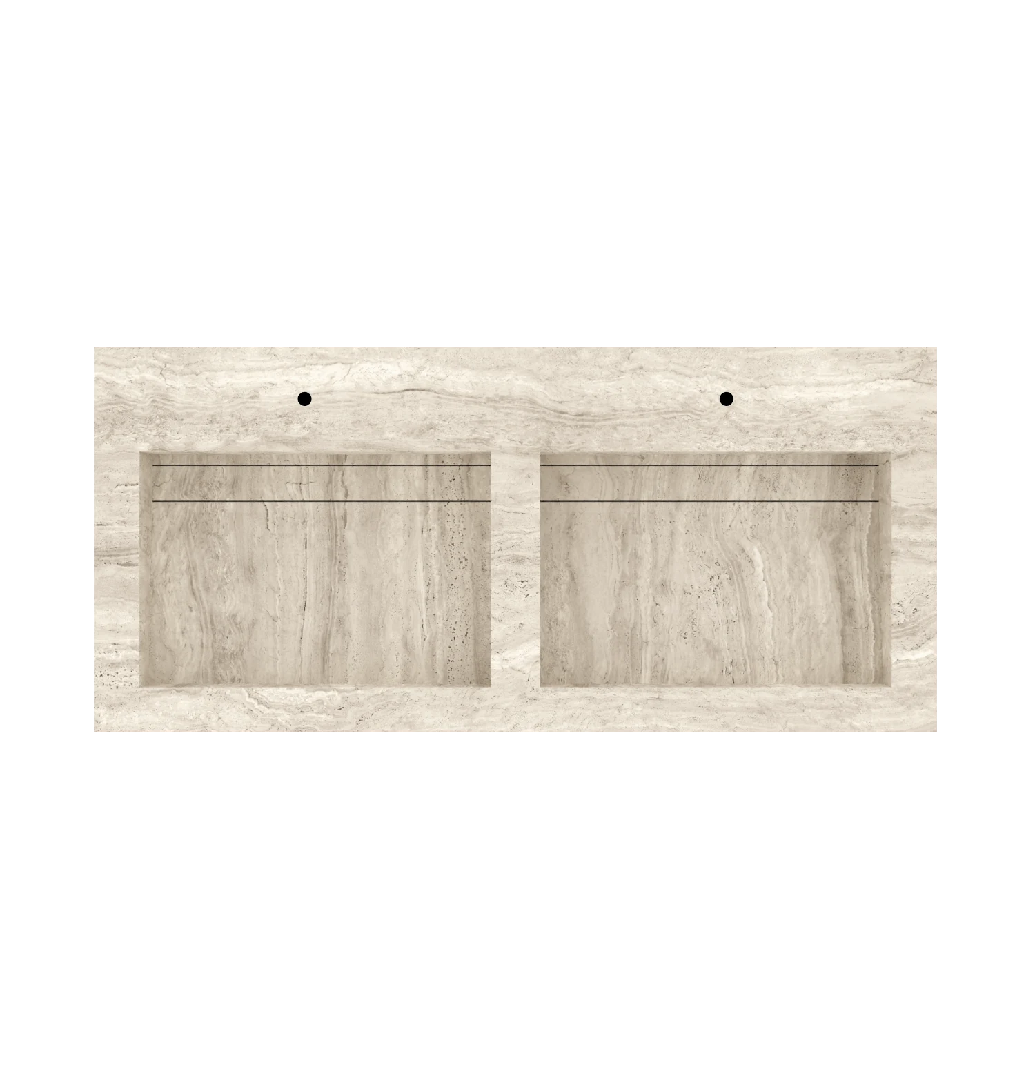 Xeraloox Duo Eterna 120 luxe keramische wastafel op maat gemaakt in Avorio Vein natuursteenlook - afbeelding 5