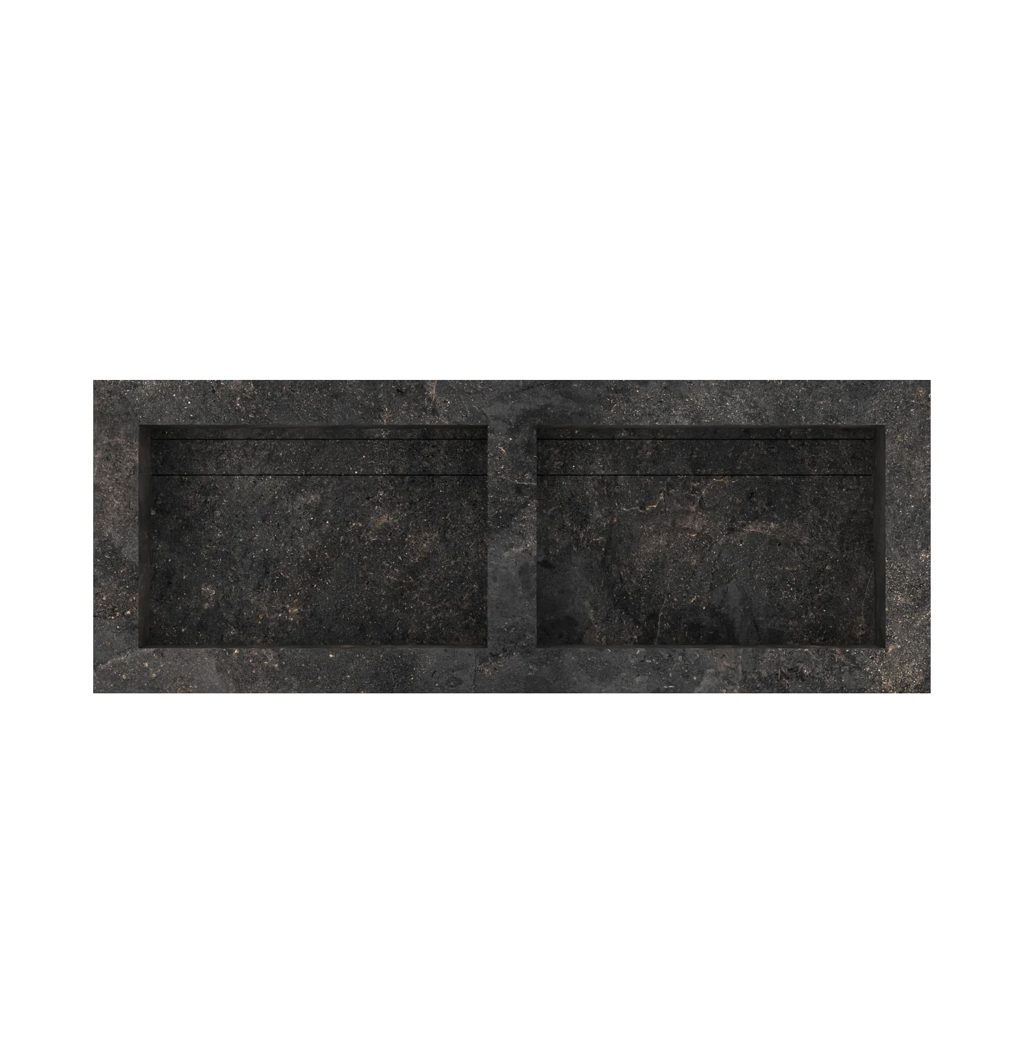 Xeraloox Duo Eterna 120 luxe keramische wastafel op maat gemaakt in Basalto natuursteenlook - afbeelding 4