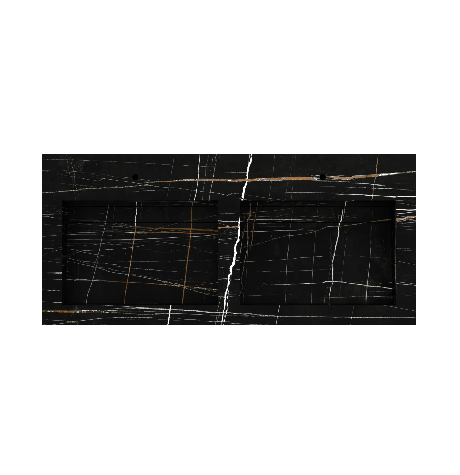 Xeraloox Duo Eterna 120 luxe keramische wastafel op maat gemaakt in Black Dune marmerlook - afbeelding 5