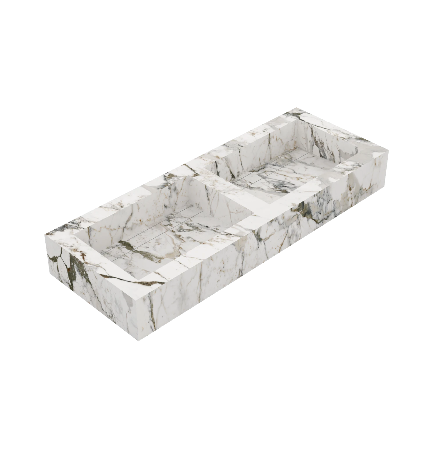 Xeraloox Duo Eterna 120 luxe keramische wastafel op maat gemaakt in Calacatta Capraia marmerlook - afbeelding 3