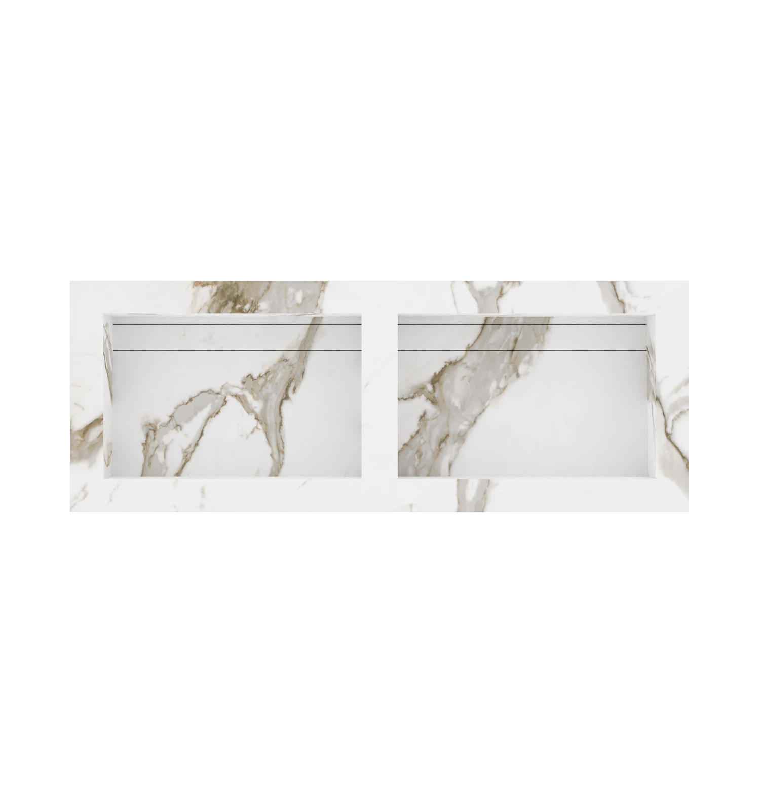 Xeraloox Duo Eterna 120 luxe keramische wastafel op maat gemaakt in Calacatta Classic marmerlook - afbeelding 4