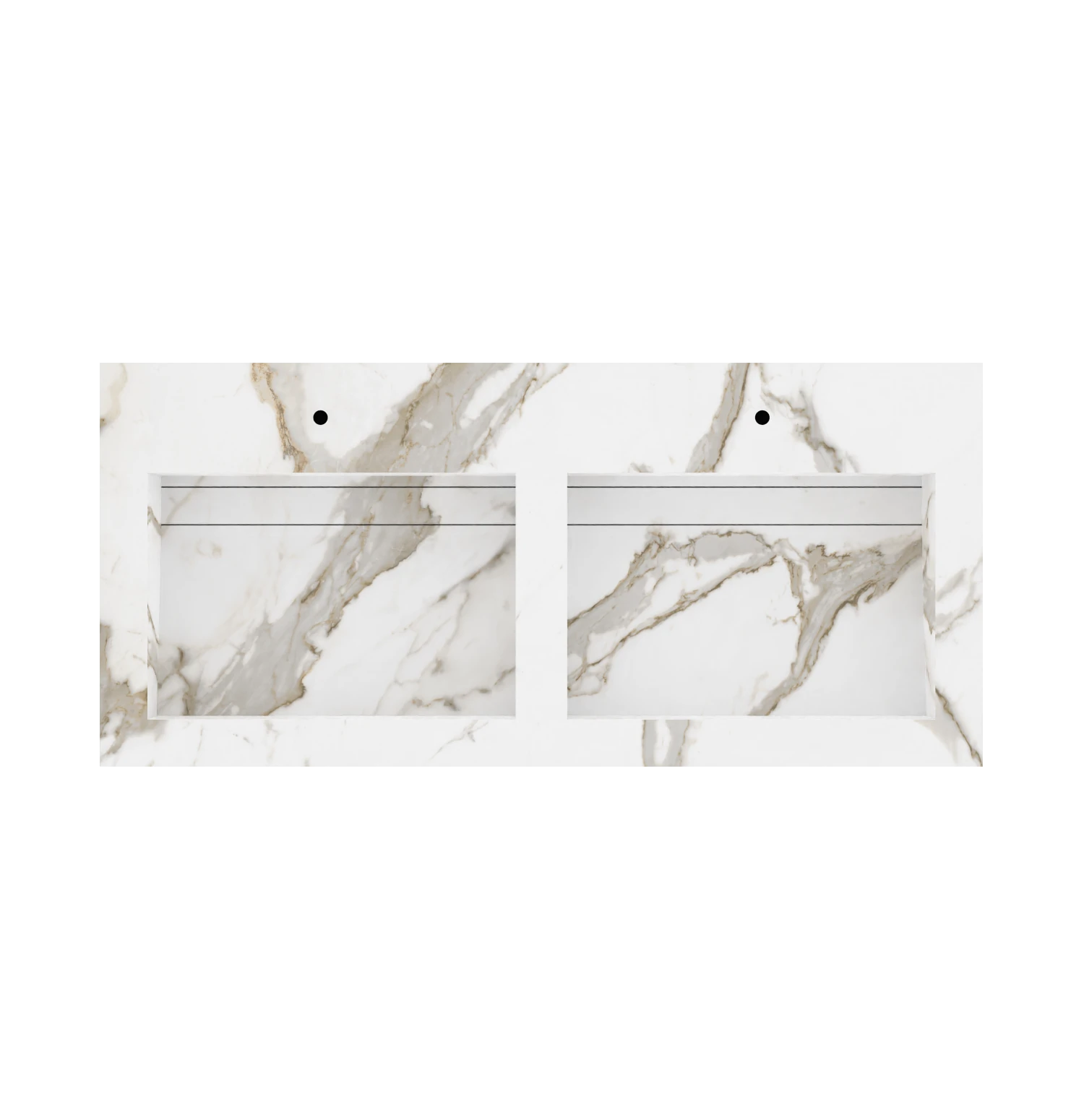 Xeraloox Duo Eterna 120 luxe keramische wastafel op maat gemaakt in Calacatta Classic marmerlook - afbeelding 5