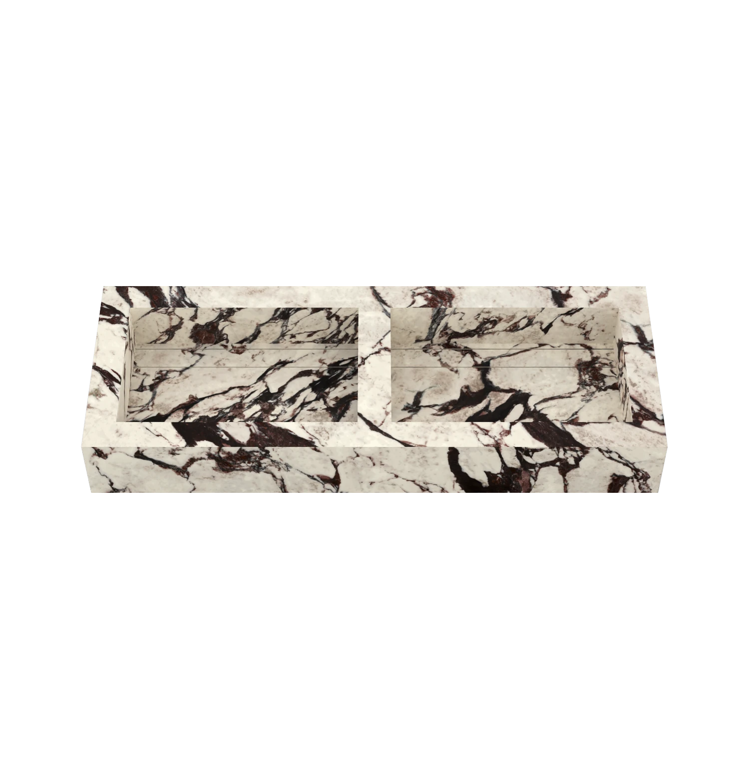 Xeraloox Duo Eterna 120 luxe keramische wastafel op maat gemaakt in Calacatta Fiora marmerlook - afbeelding 2