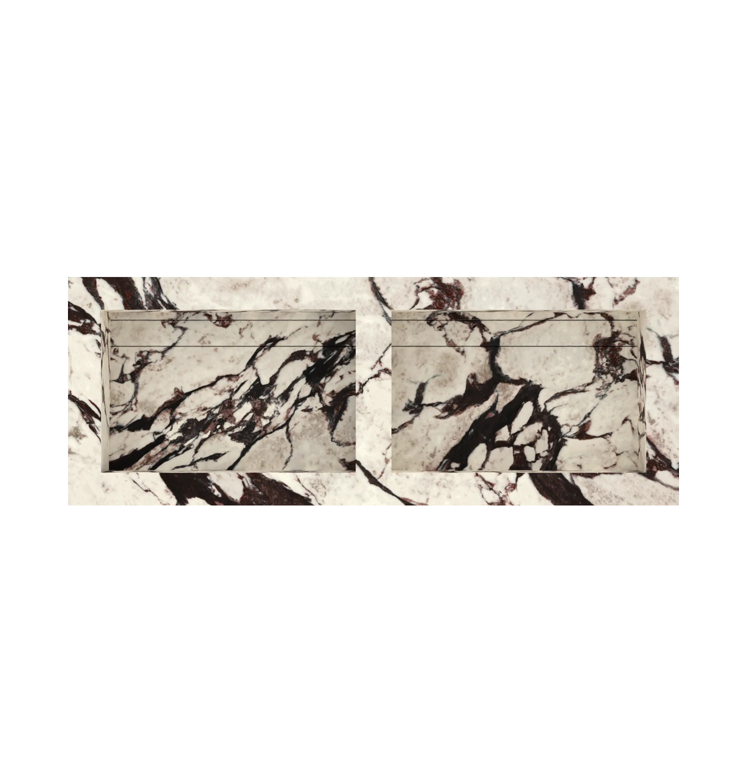 Xeraloox Duo Eterna 120 luxe keramische wastafel op maat gemaakt in Calacatta Fiora marmerlook - afbeelding 4