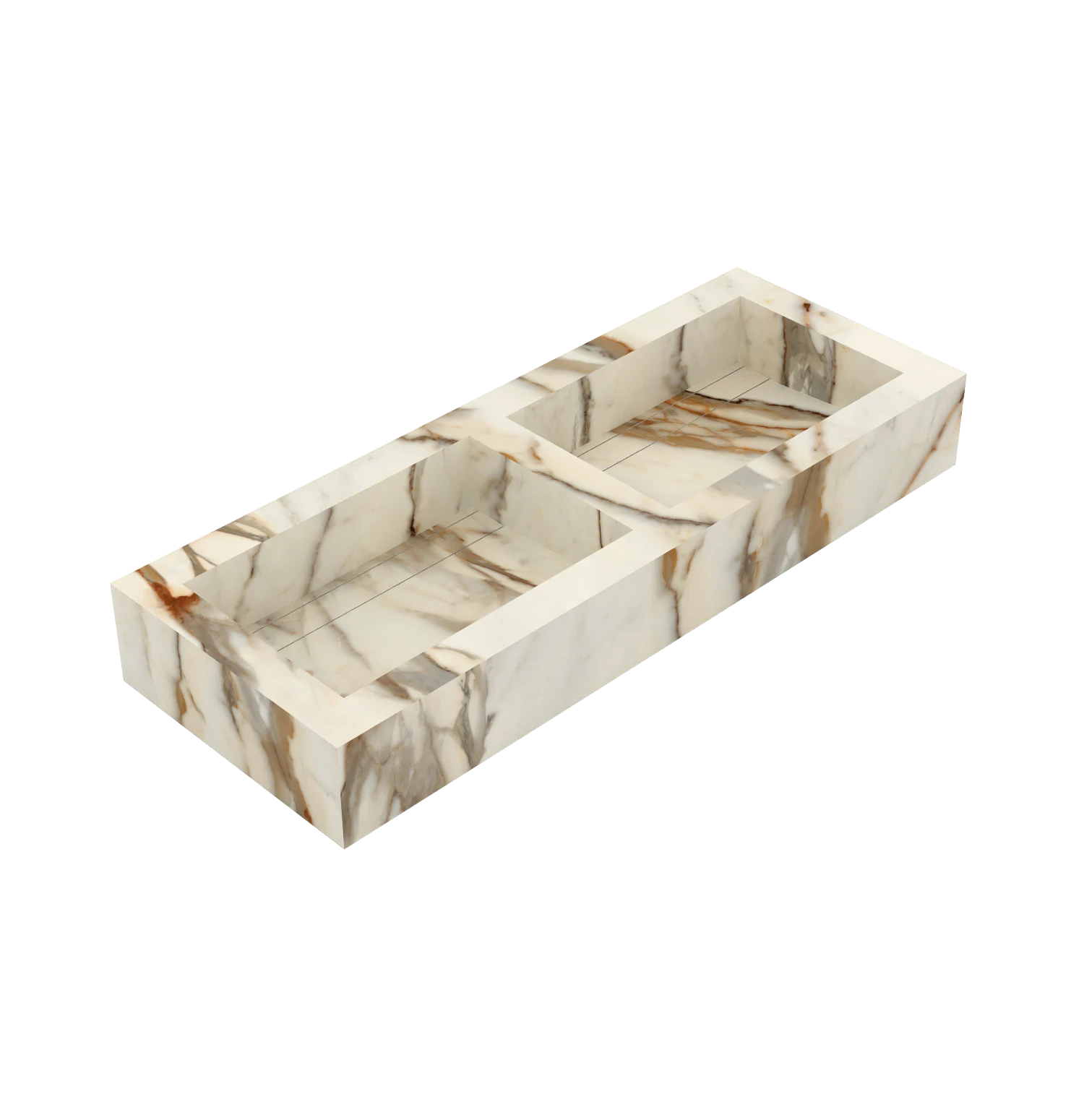 Xeraloox Duo Eterna 120 luxe keramische wastafel op maat gemaakt in Calacatta Rustic marmerlook - afbeelding 3