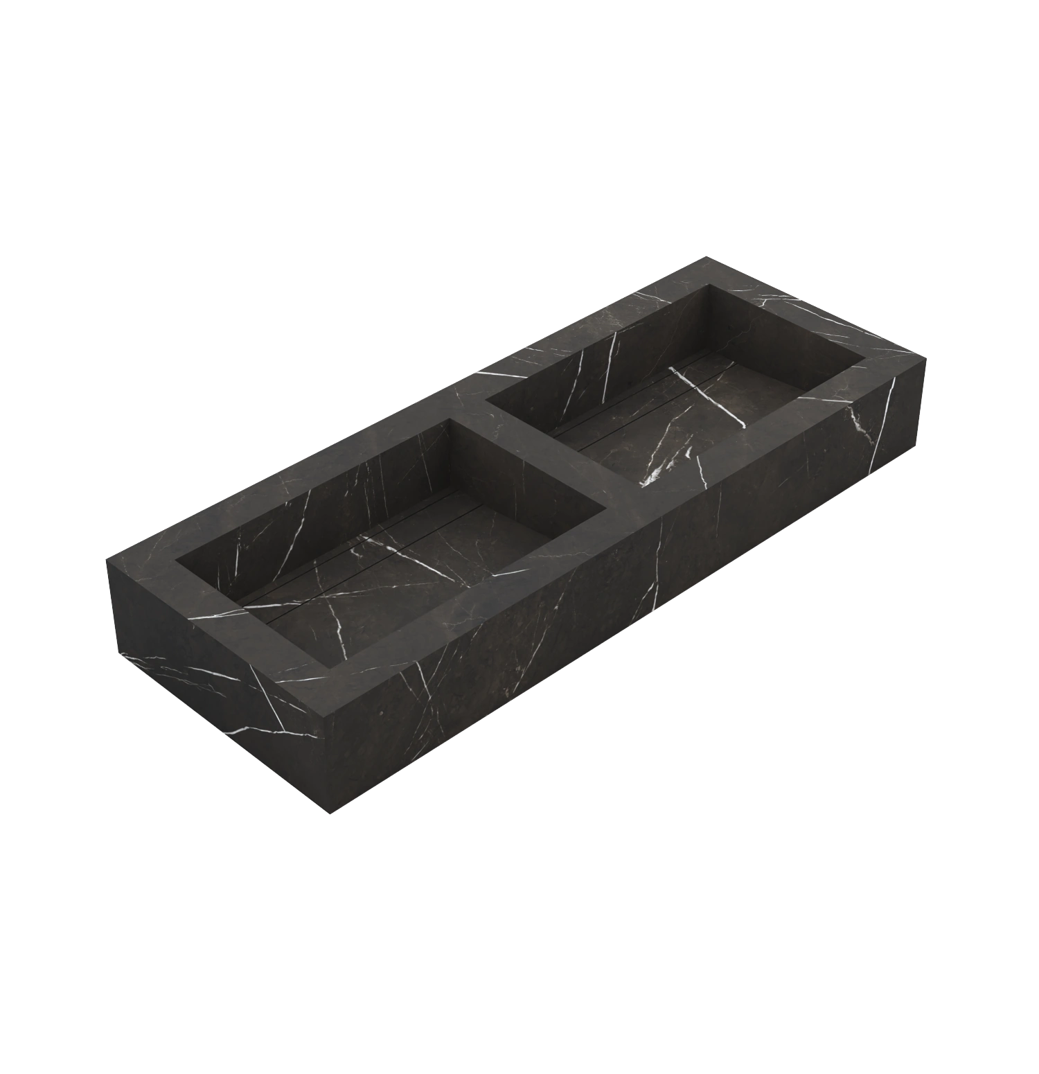 Xeraloox Duo Eterna 120 luxe keramische wastafel op maat gemaakt in Pietra Grey marmerlook - afbeelding 3