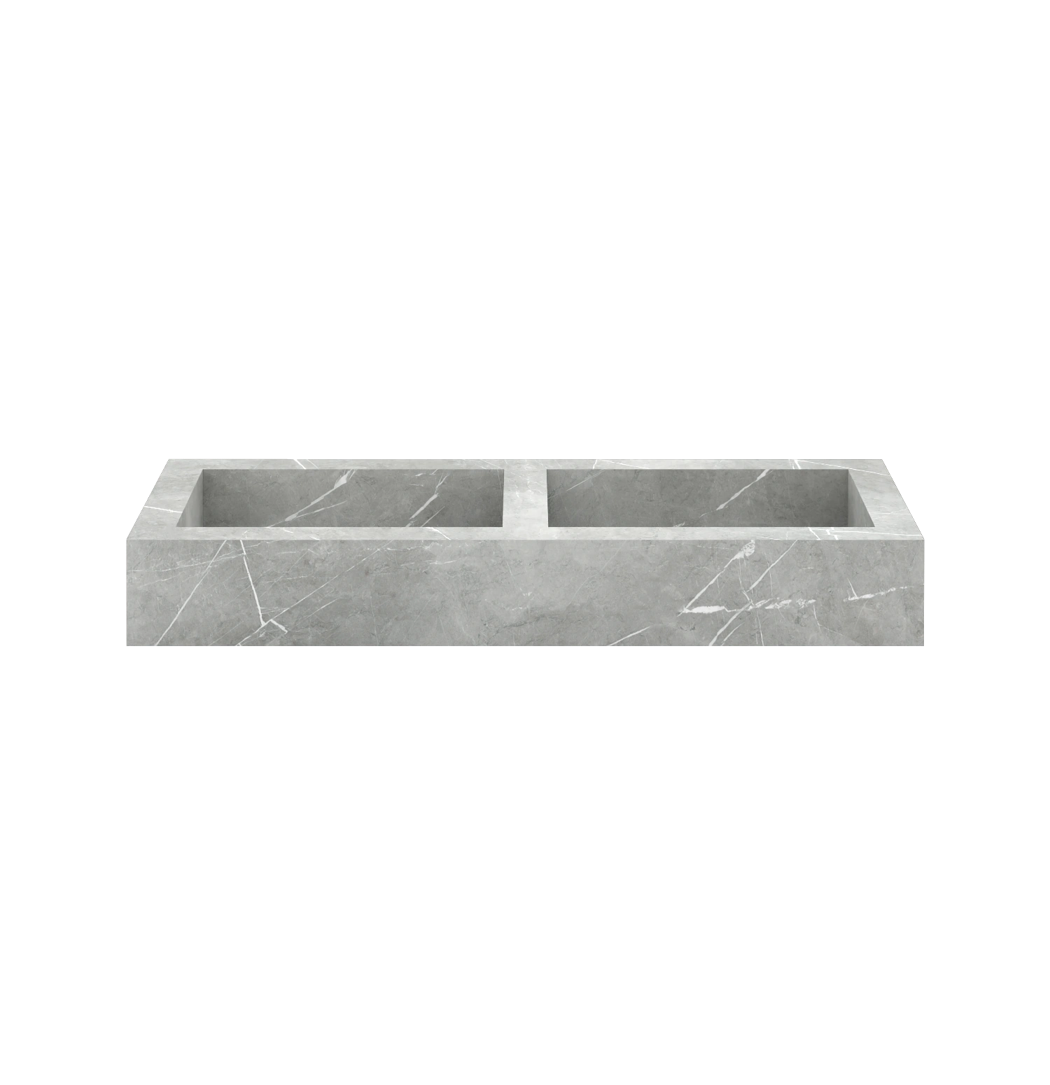 Xeraloox Duo Eterna 120 luxe keramische wastafel op maat gemaakt in Pietra Light Grey marmerlook - afbeelding 1