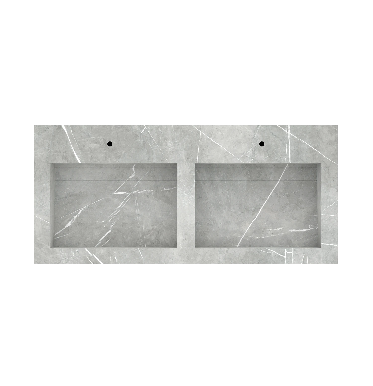 Xeraloox Duo Eterna 120 luxe keramische wastafel op maat gemaakt in Pietra Light Grey marmerlook - afbeelding 5