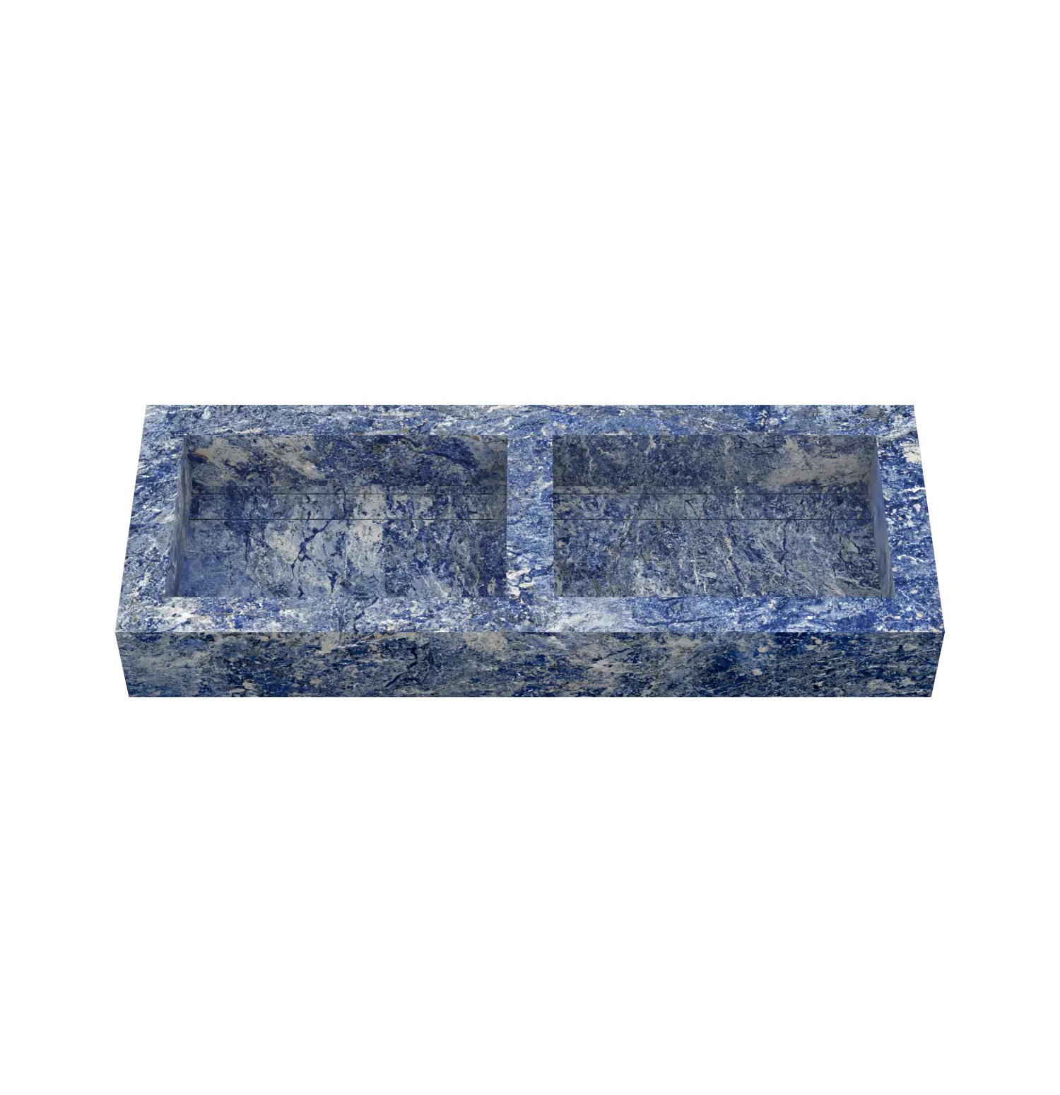 Xeraloox Duo Eterna 120 luxe keramische wastafel op maat gemaakt in Royal Blue marmerlook - afbeelding 2