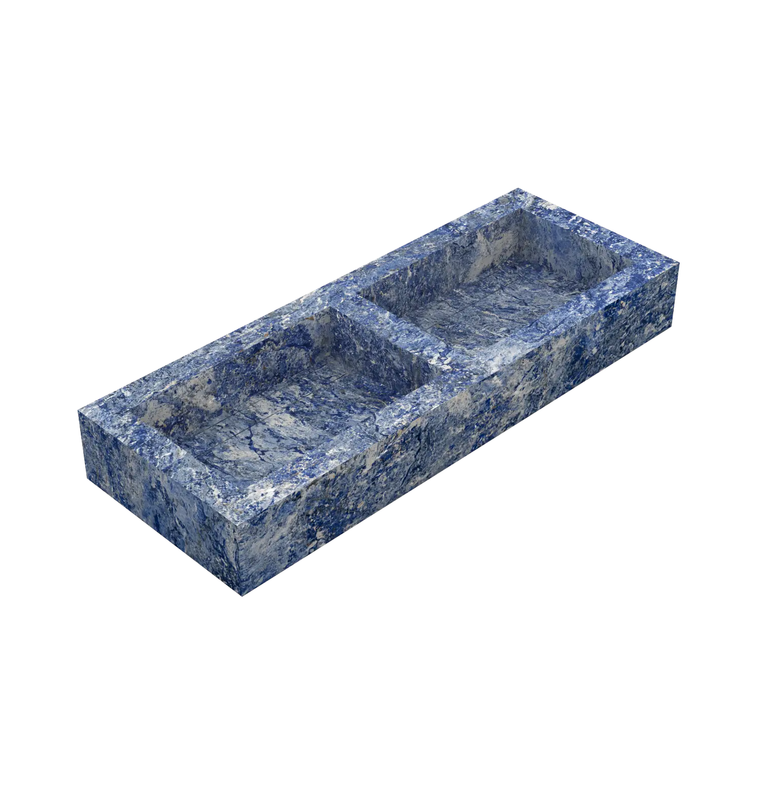 Xeraloox Duo Eterna 120 luxe keramische wastafel op maat gemaakt in Royal Blue marmerlook - afbeelding 3