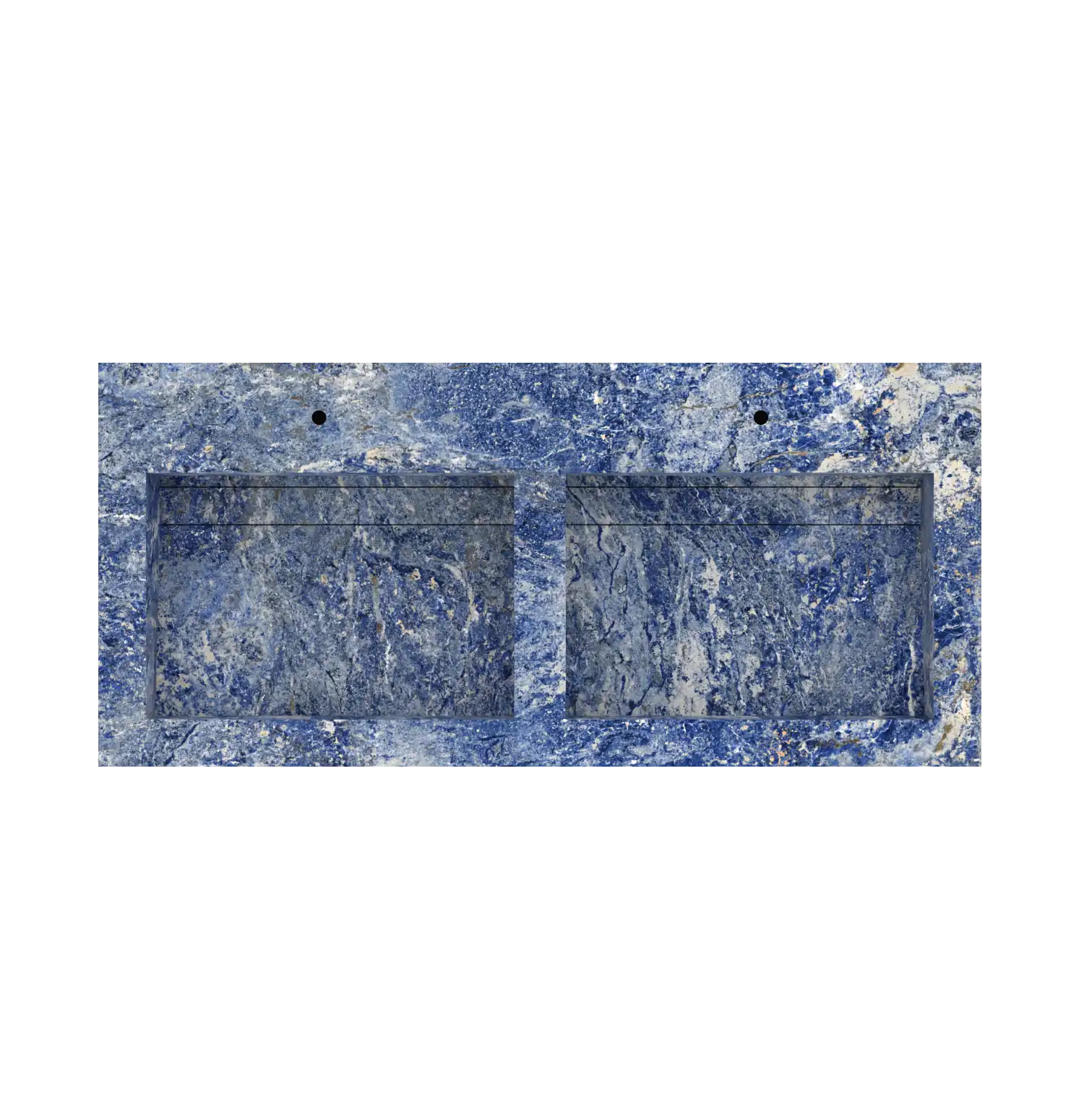 Xeraloox Duo Eterna 120 luxe keramische wastafel op maat gemaakt in Royal Blue marmerlook - afbeelding 5