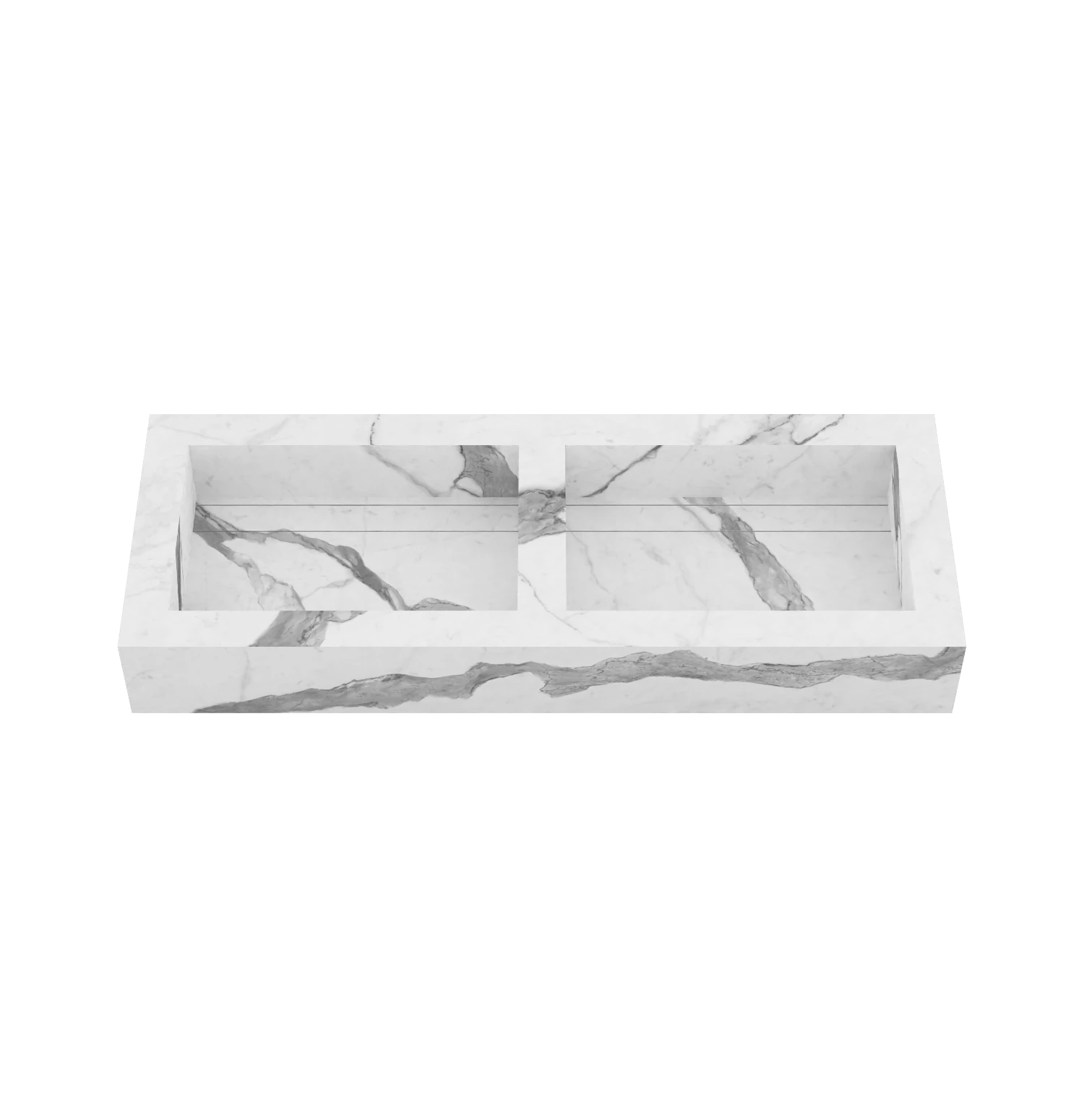 Xeraloox Duo Eterna 120 luxe keramische wastafel op maat gemaakt in Statuario Classic marmerlook - afbeelding 2