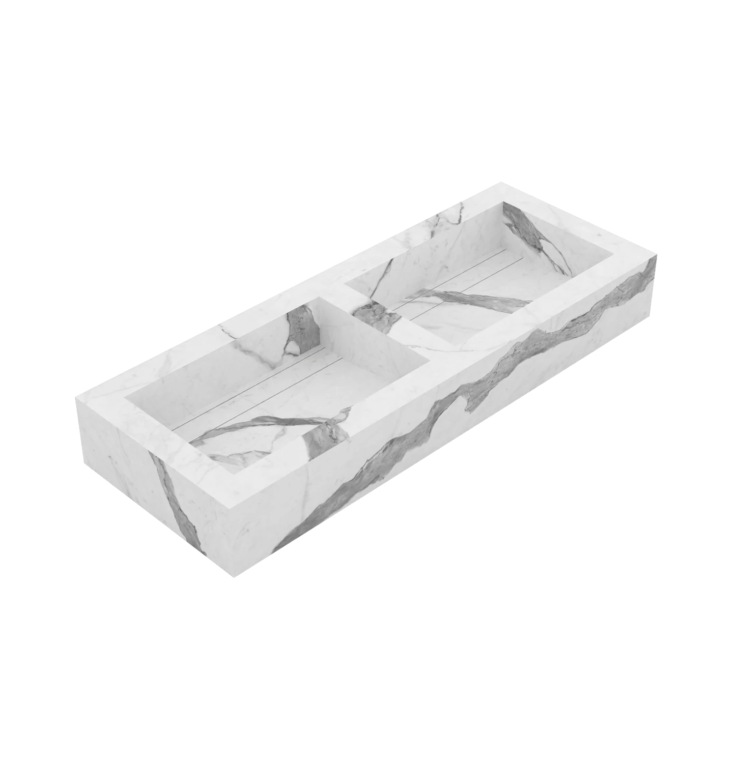 Xeraloox Duo Eterna 120 luxe keramische wastafel op maat gemaakt in Statuario Classic marmerlook - afbeelding 3